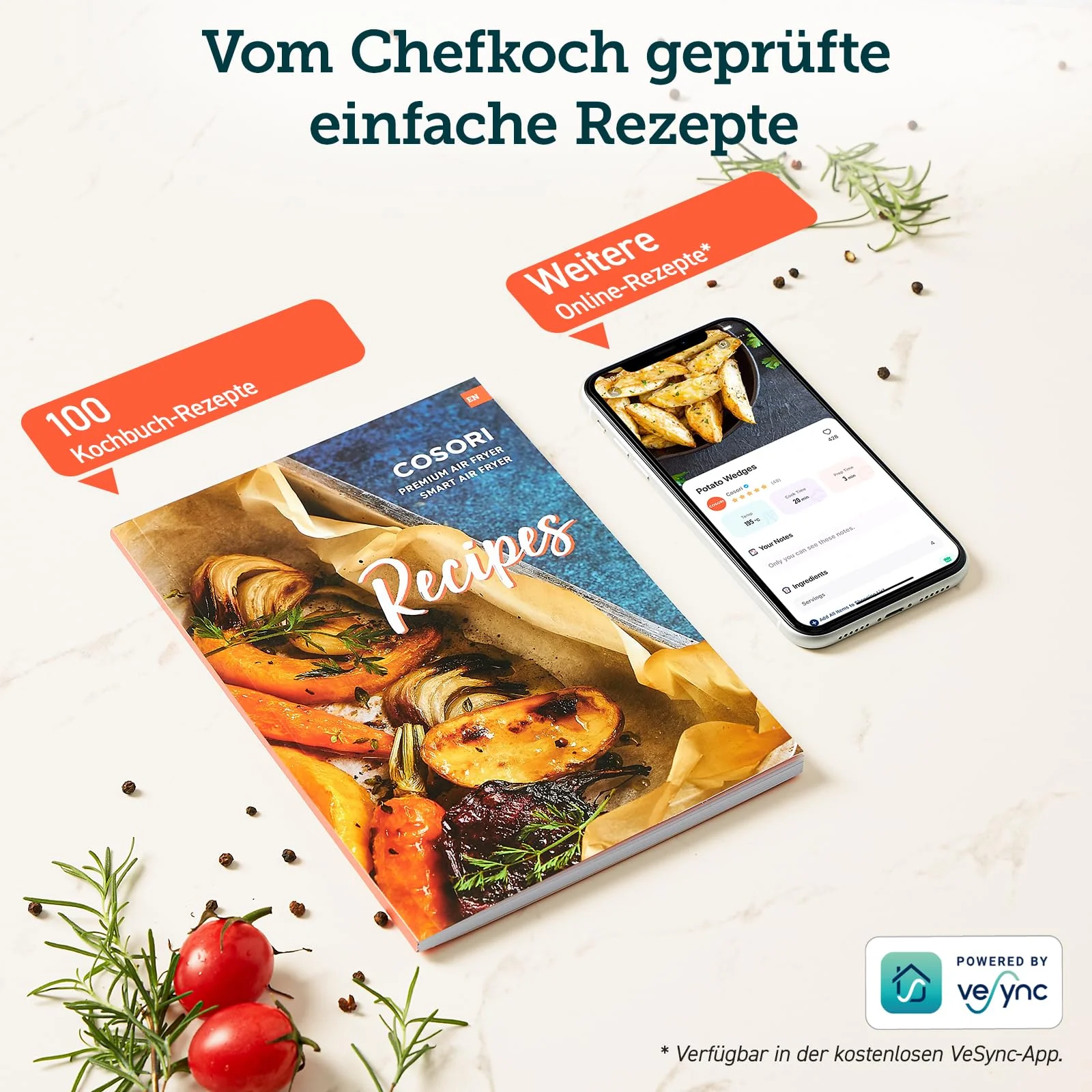 COSORI Heißluftfritteuse Airfryer, 11-in-1 Air Fryer XXL 5,5L, Friteuse Heissluftfritteuse mit Shake-Reminder, 100 Rezepte, 55 Prozent energiesparend, spülmaschinenfeste Körbe - Image 11