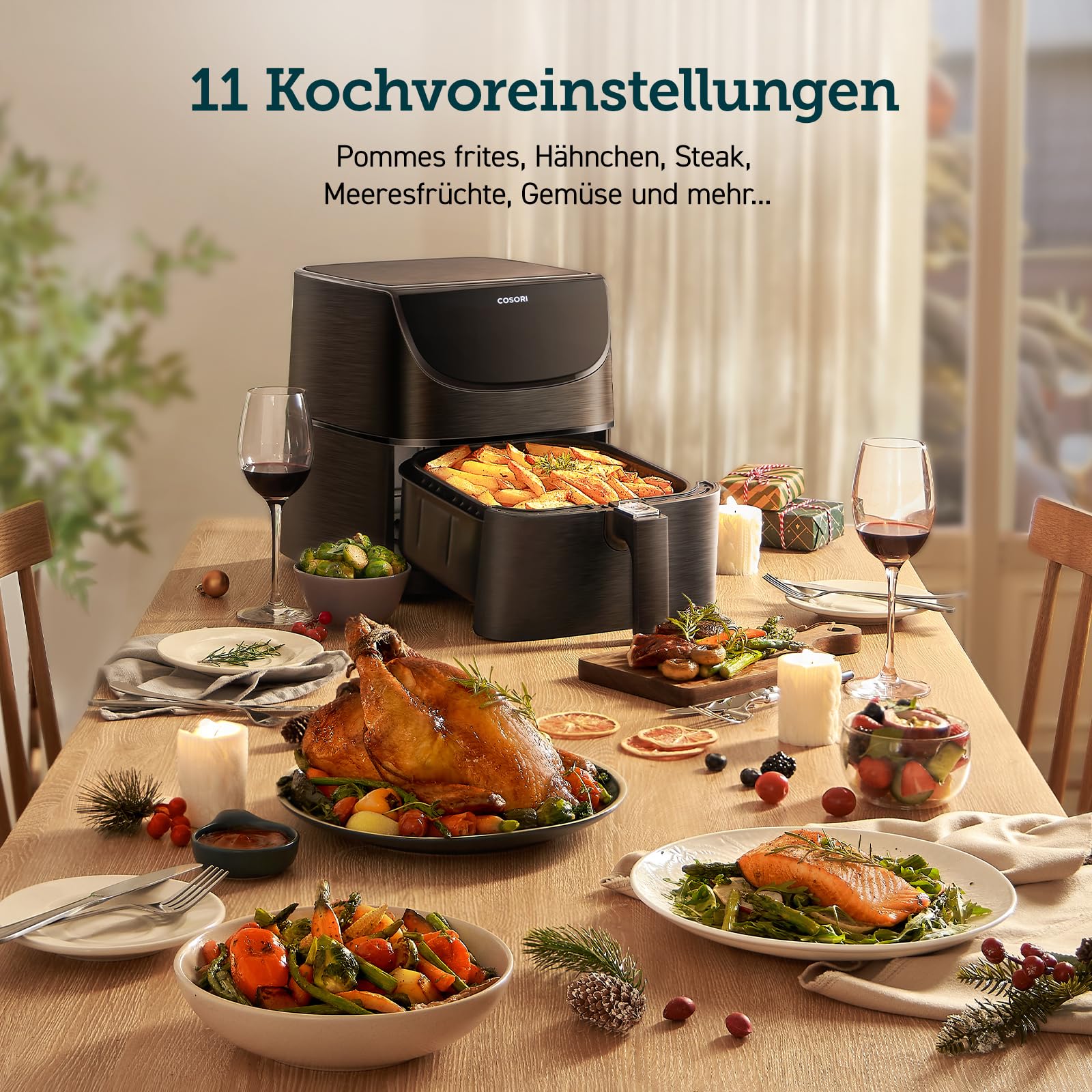 COSORI Heißluftfritteuse Airfryer, 11-in-1 Air Fryer XXL 5,5L, Friteuse Heissluftfritteuse mit Shake-Reminder, 100 Rezepte, 55 Prozent energiesparend, spülmaschinenfeste Körbe - Image 12