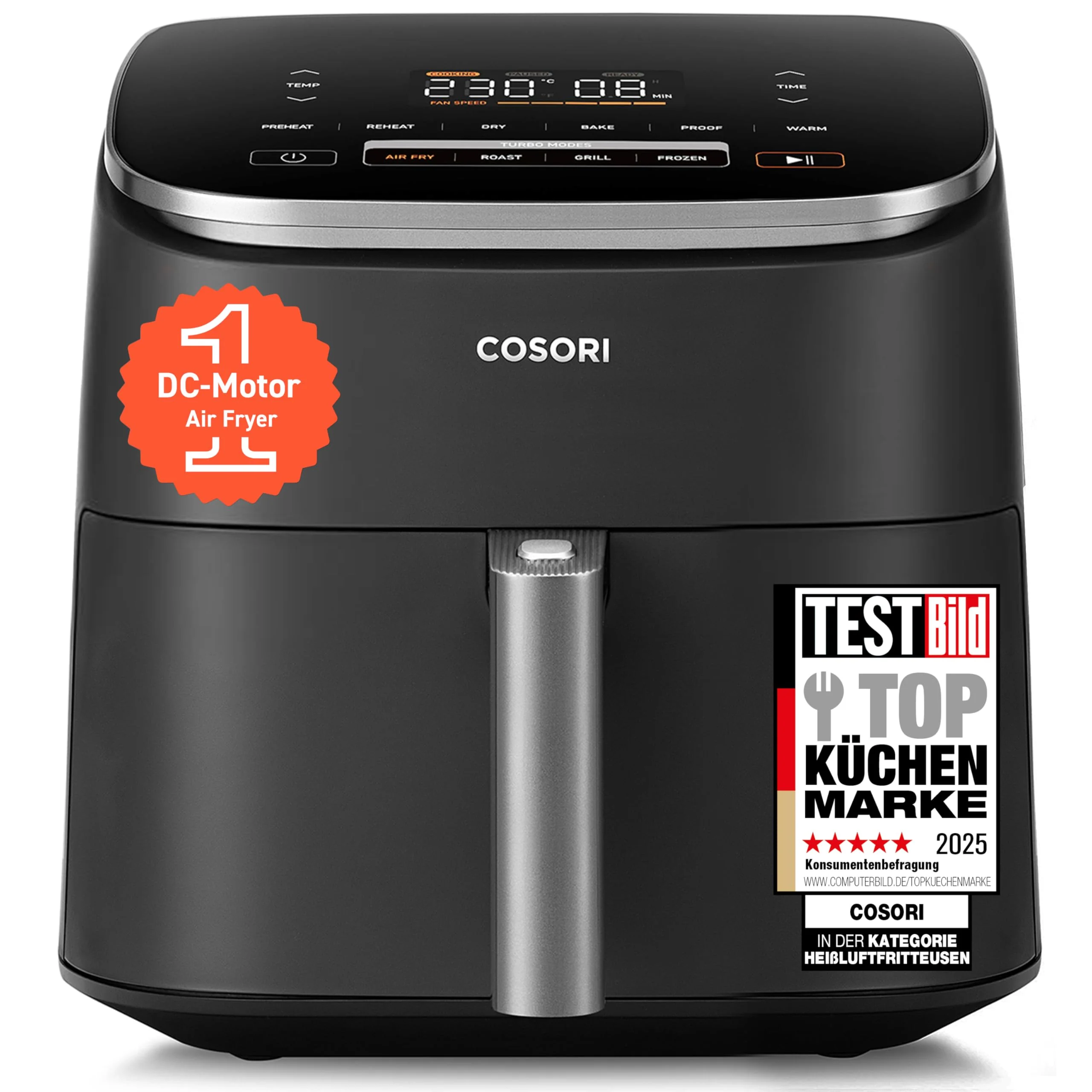 Cosori Turboblaze Heißluftfritteuse Airfryer, 9-in-1 Air Fryer XXL 6L, leiser DC Motor mit 5 Geschwindigkeitsstufen, Grillen, Backen, Gären, Dehydrieren, 87 Rezepte, 64% energiesparend, Weiß - Image 5