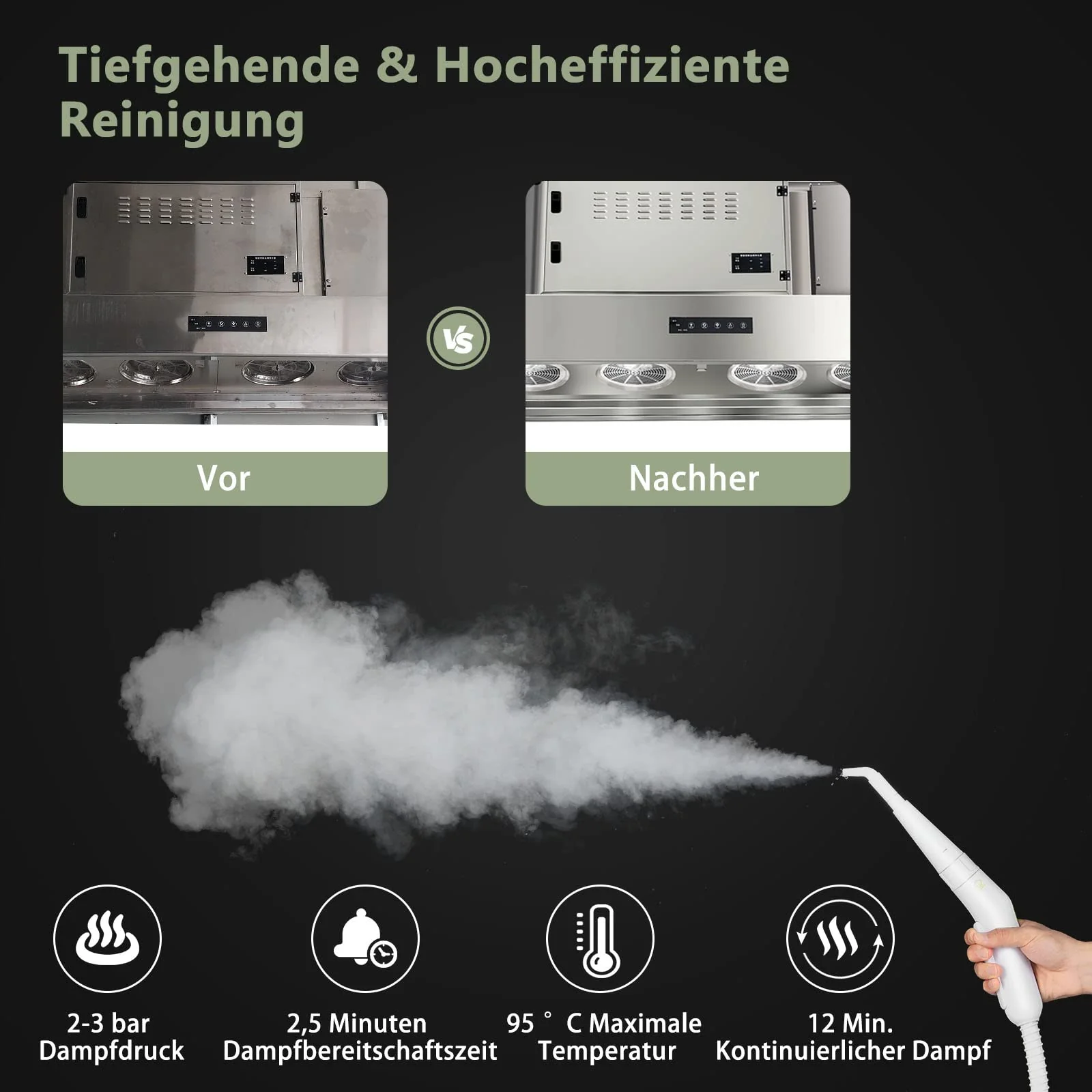 COSTWAY Dampfreiniger Handgerät | 1000W & 300 ml Wasserkapazität & 10 Zubehörsätze | Steamshot Steam Cleaner für alles, Teppiche, Fenster, Polster, Bad - Image 4