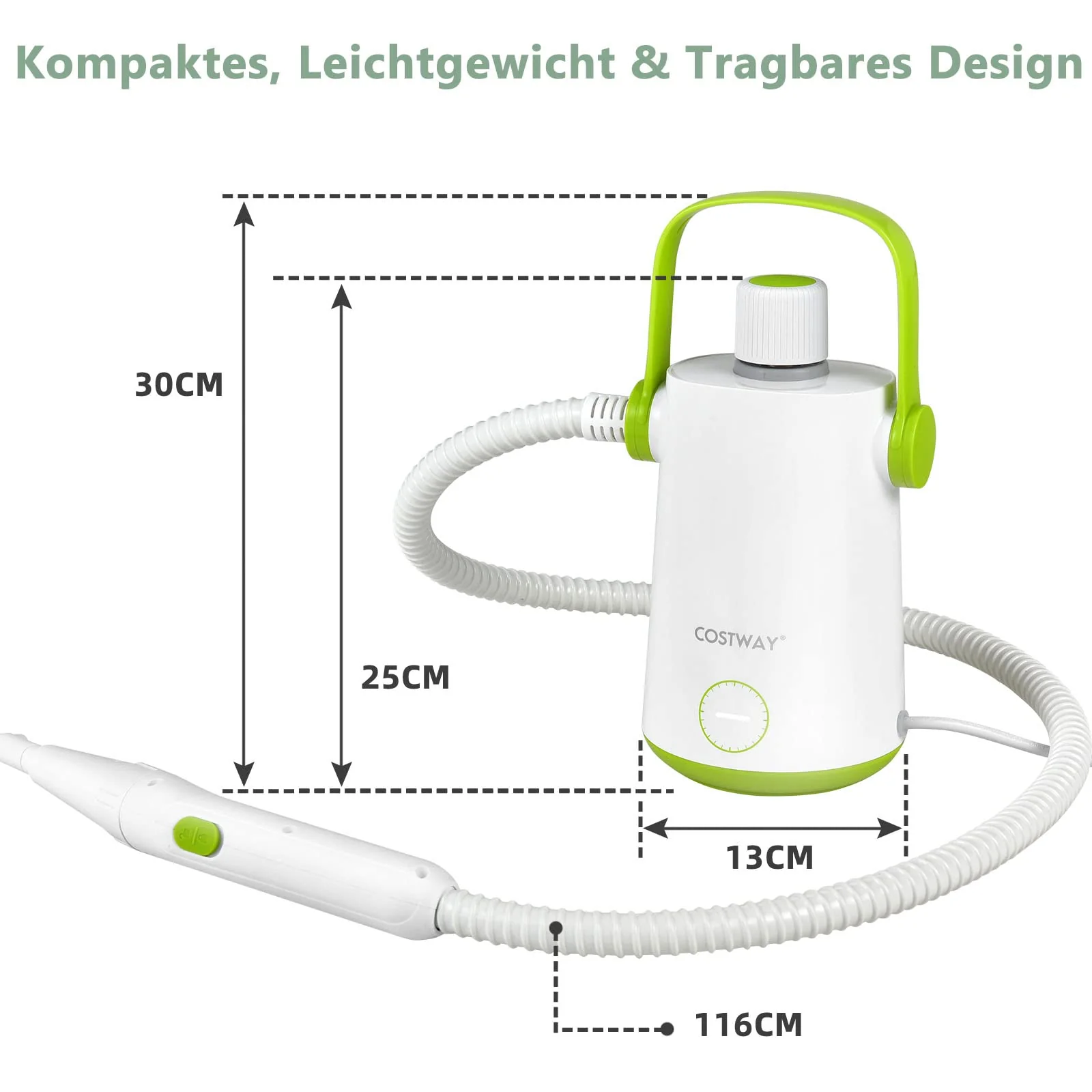 COSTWAY Dampfreiniger Handgerät | 1000W & 300 ml Wasserkapazität & 10 Zubehörsätze | Steamshot Steam Cleaner für alles, Teppiche, Fenster, Polster, Bad - Image 6