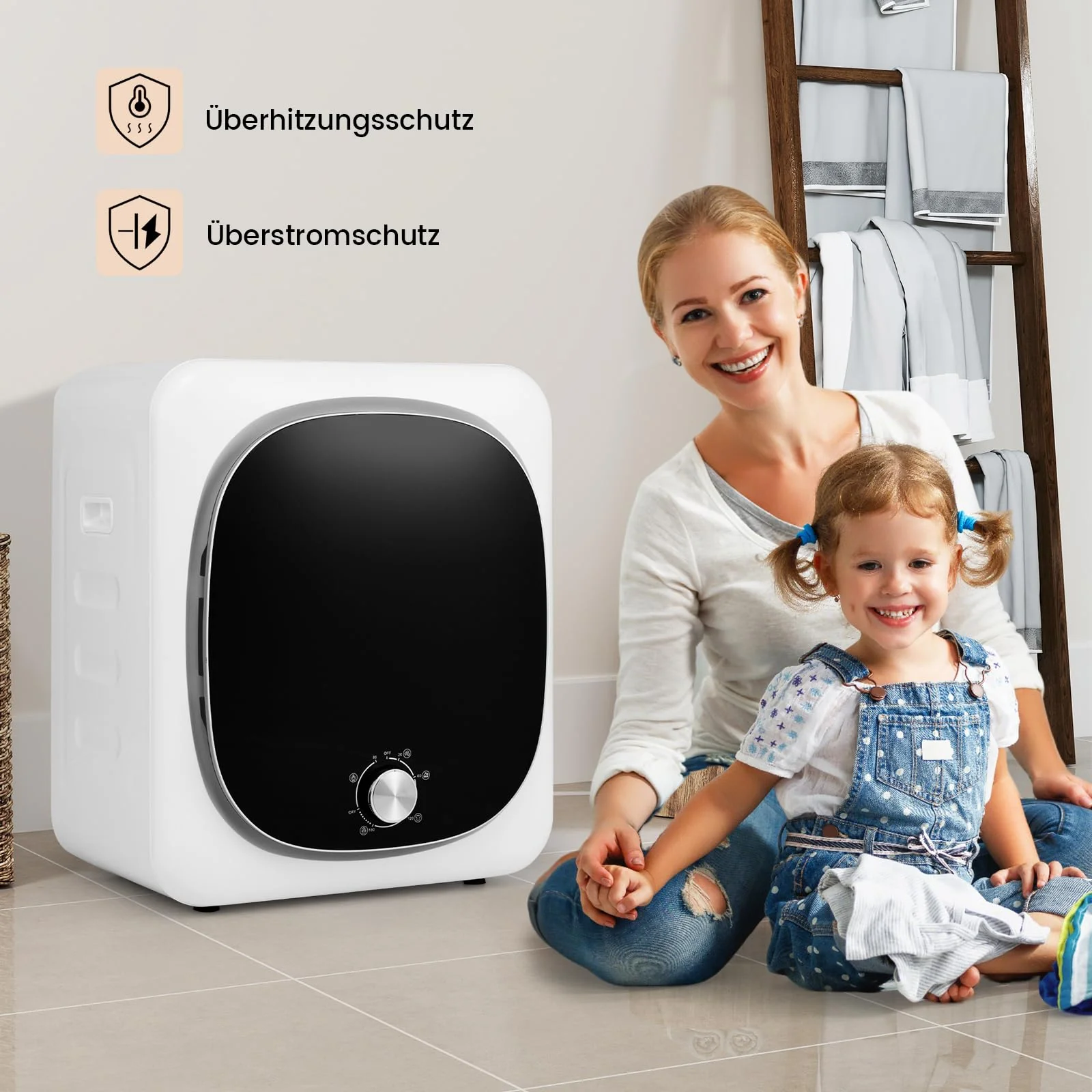 COSTWAY Mini Wäschetrockner 5KG, 5 Programme, bis zu 69℃, Ablufttrockner mit Überhitzungsschutz und Mehrfachfiltration, Trockner für Wohnmobile, Wohnheime und Zuhause, 800W - Image 6