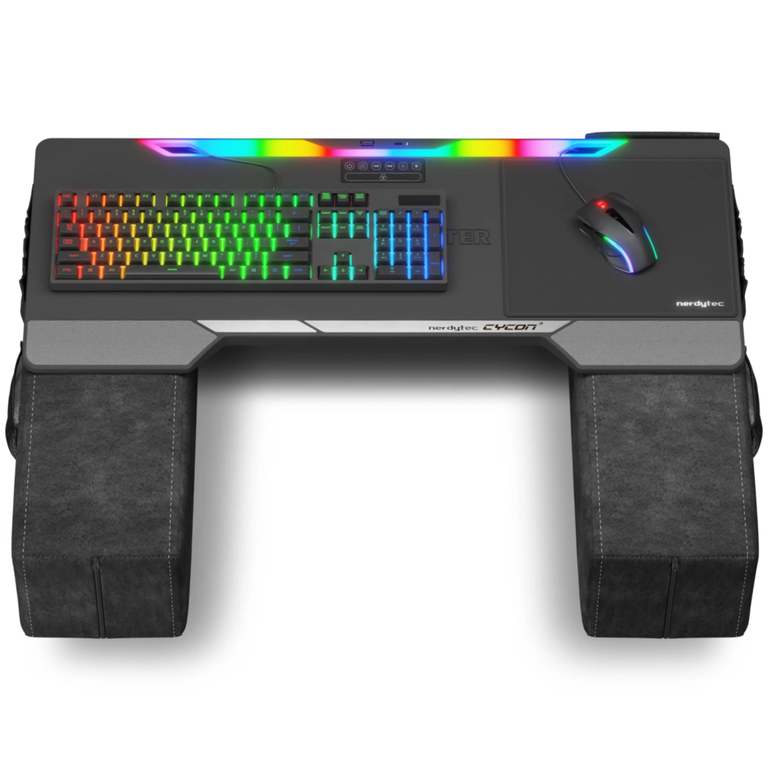 Couchmaster CYCON³ Black HORIZONLIGHT Bar - Ergonomisches Gaming Lapdesk für Couch & Bett - USB Hub Gaming Lapboard - Groß & Stabil (für PC, PS4/5, Xbox One/Series X, Laptops) - Image 3