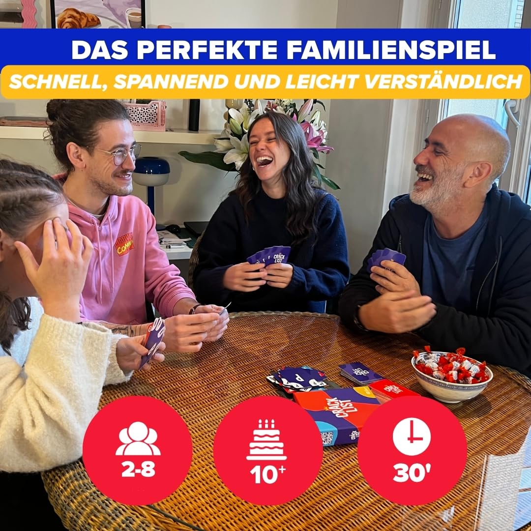 CRACK LIST - Lustiges Kartenspiel & Gesellschaftsspiel | Familienspiele & Partyspiele für Erwachsene & Kinder | 2-8 Spieler | Ab 10 Jahren | 30+ Minuten | Geschenkidee Weihnachten | Deutsch - Image 7