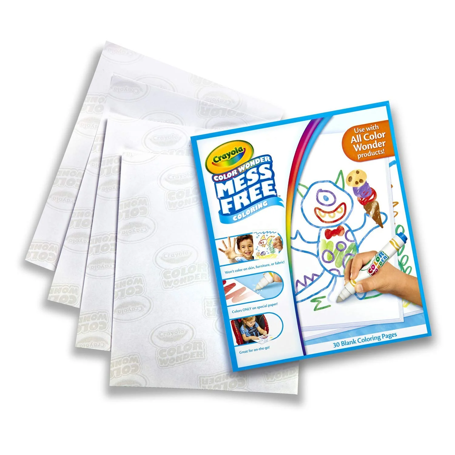 Crayola Color Wonder Nachfüllpapier – 30 Spezialseiten für Color Wonder Stifte, Magic Light Brush & Zubehör – Nur für Color Wonder geeignet, Malspaß ohne Flecken, Ab 3 Jahren, 75-2479