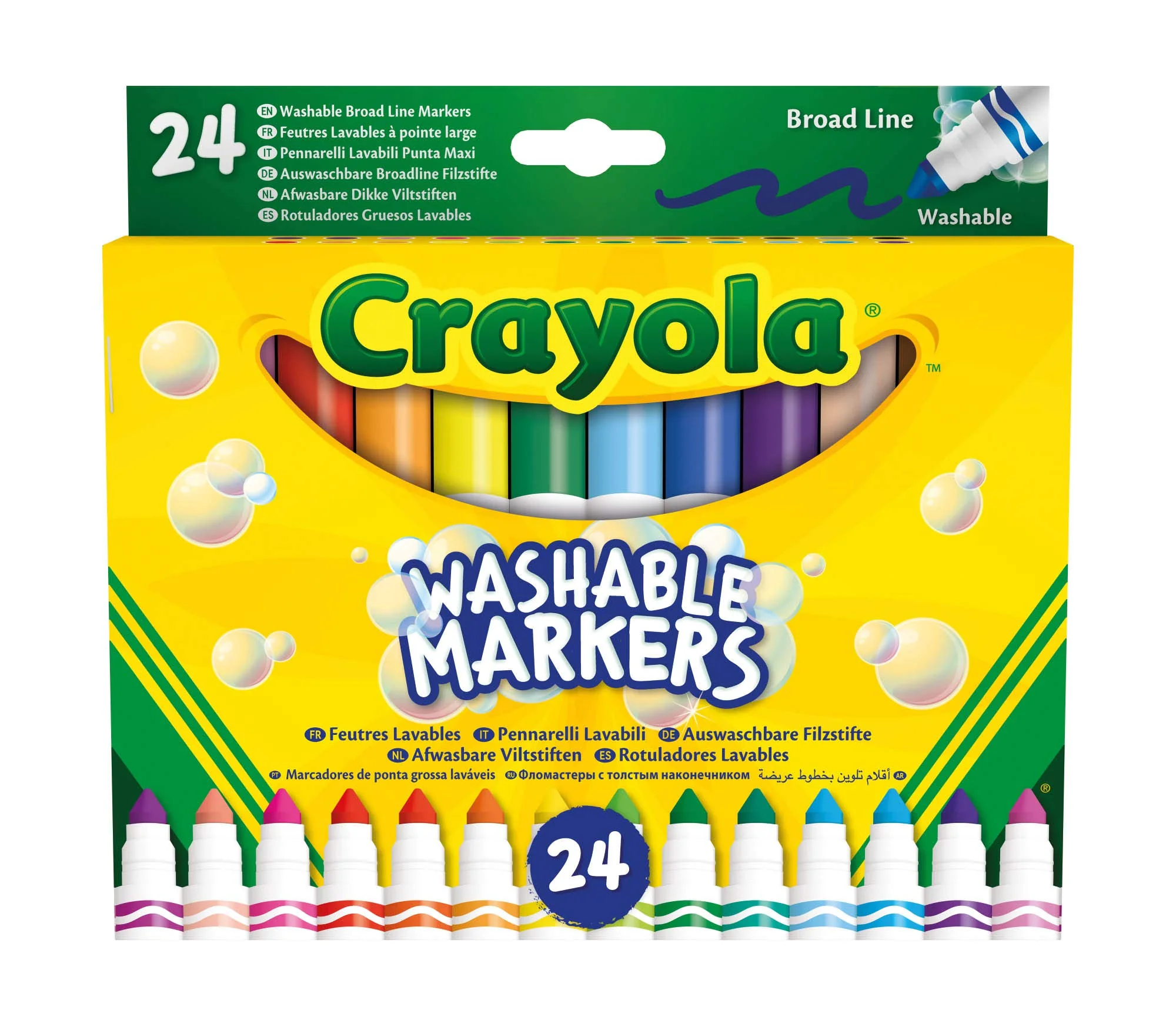 Crayola Filzstifte Kinder Auswaschbar, Malstifte Set In 24 Verschiedenen Farbtönen, Ungiftige Filzstifte Mit Konischer Spitze, Bastel Set, Fasermaler Kinder, Malstifte Ab 3 Jahre