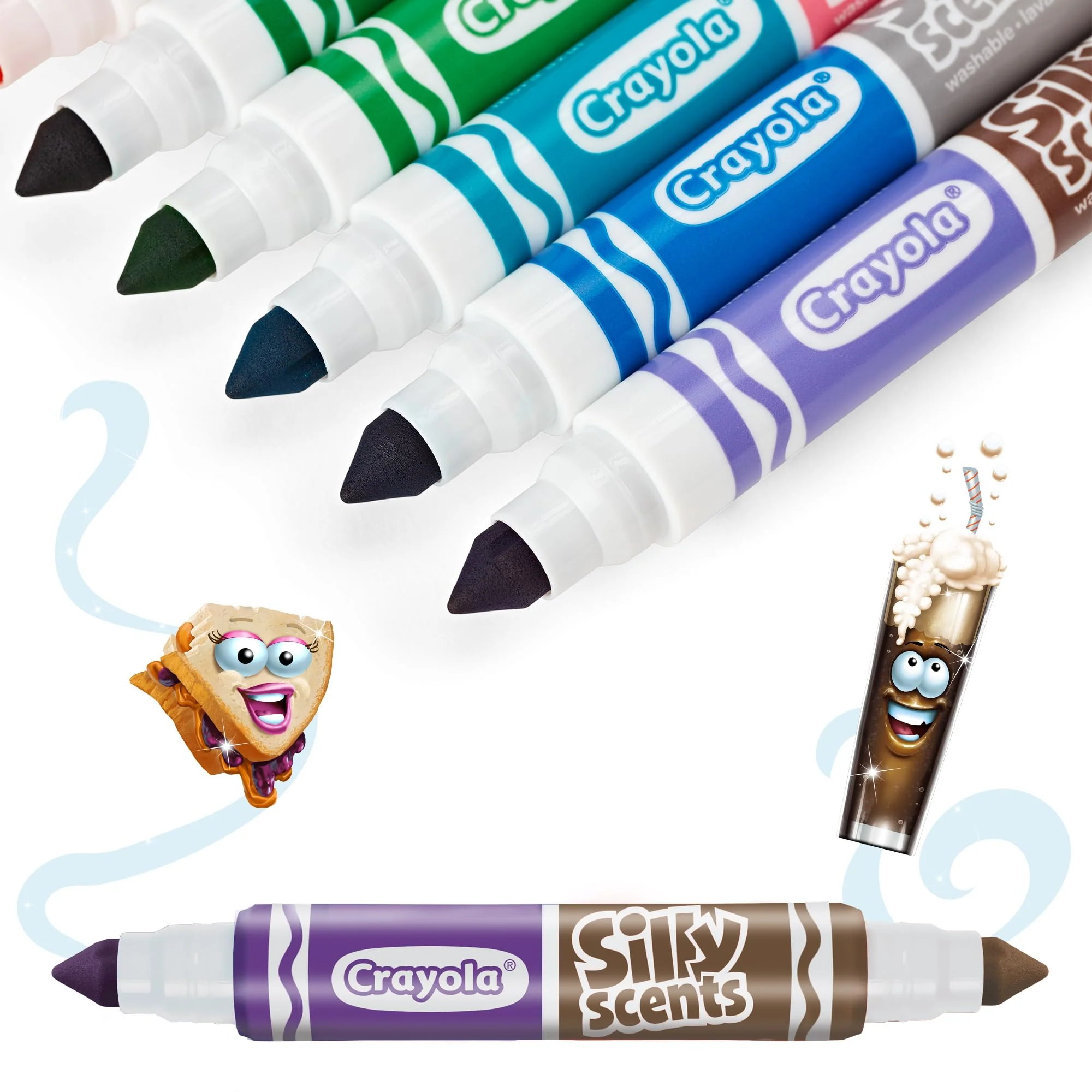 Crayola - Silly Scents, abwaschbare Duft-Filzstifte mit Maxi-Doppelspitze, 10er-Pack, 20 Farben und 20 Düfte, für Schule und Freizeit, ab 3 Jahren, 58-8344 - Image 3