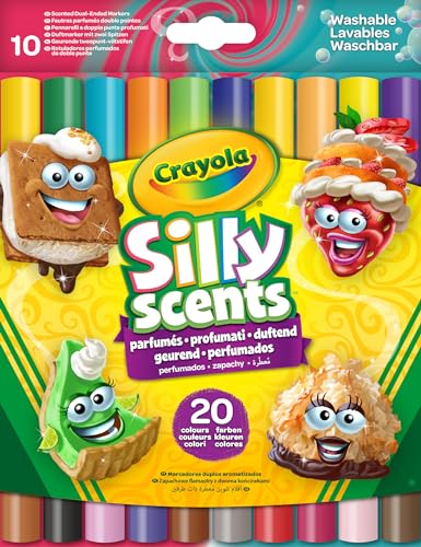 Crayola - Silly Scents, abwaschbare Duft-Filzstifte mit Maxi-Doppelspitze, 10er-Pack, 20 Farben und 20 Düfte, für Schule und Freizeit, ab 3 Jahren, 58-8344 - Image 6