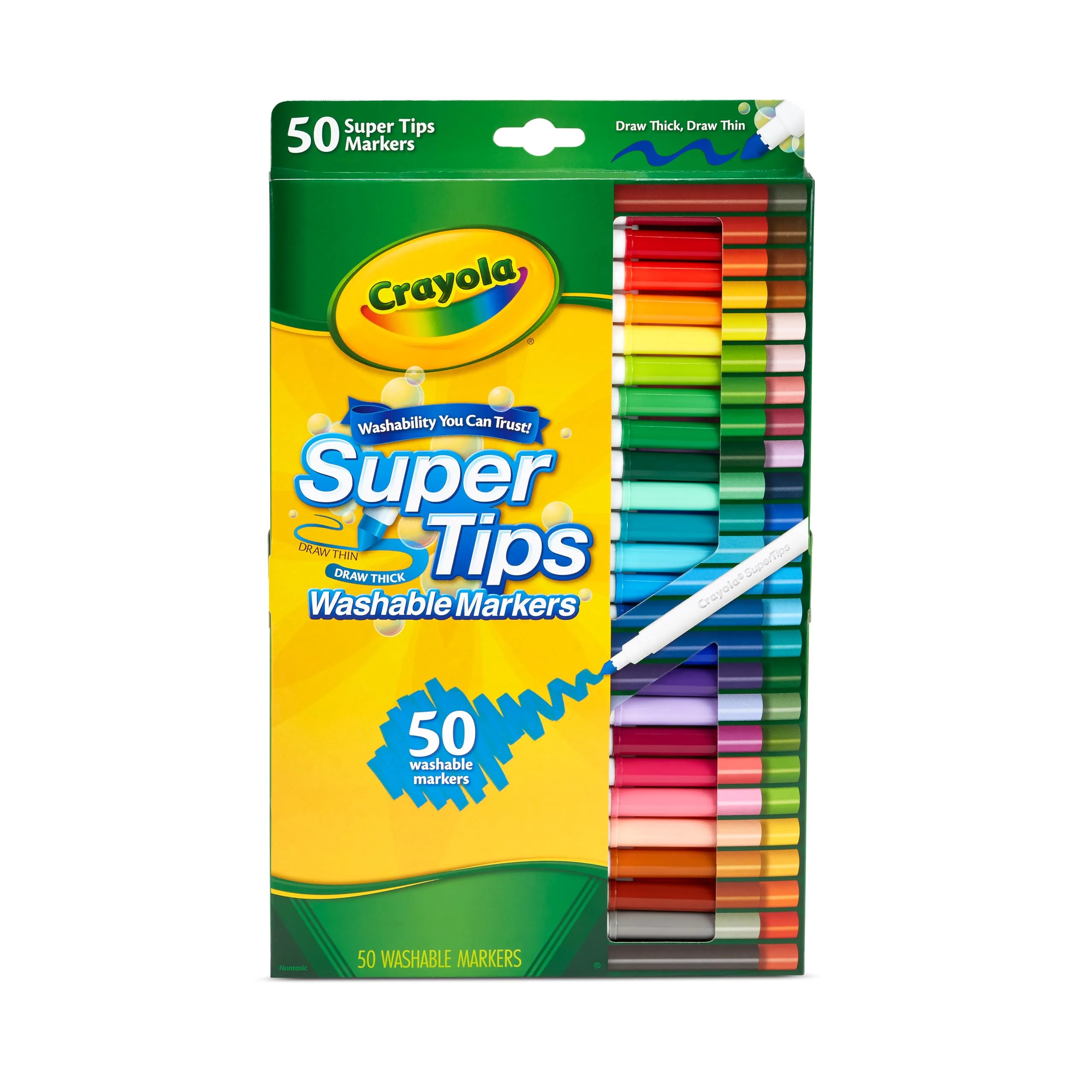 Crayola Supertips Filzstifte Kinder Auswaschbar, Malstifte Set in 50 verschiedenen Farbtönen, Ungiftige Filzstifte mit konischer Spitze, Bastel Set, Fasermaler Kinder, Malstifte ab 3 Jahre