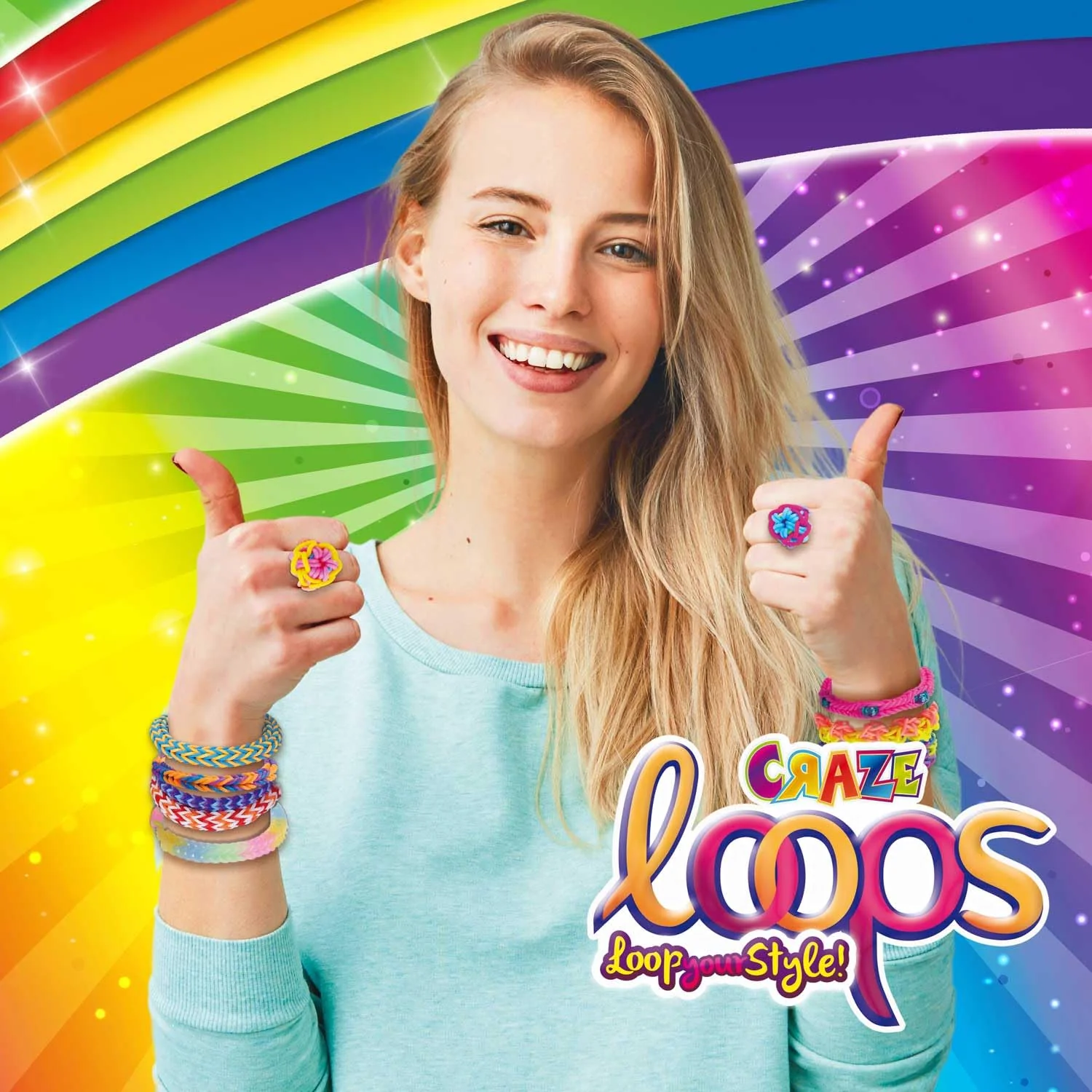 CRAZE loops FUN BOX - Loom Bänder Set mit 800 Gummibänder, Verschlüsse und Helfer - Halsketten, Ringe und Armbänder selber machen, Farbenmix - Image 3