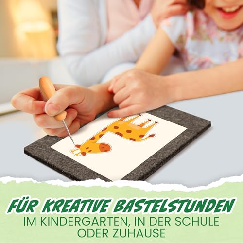 Creative Fox 2er Prickelnadel Set Kinder - Prickelset für Kinder - 2x Prickelnadel mit Holzgriff & 2x Prickelfilz (20cm x 15cm x 1cm) – Ergonomisch & sicher – Ideal zum Prickeln – Made in Germany - Image 3