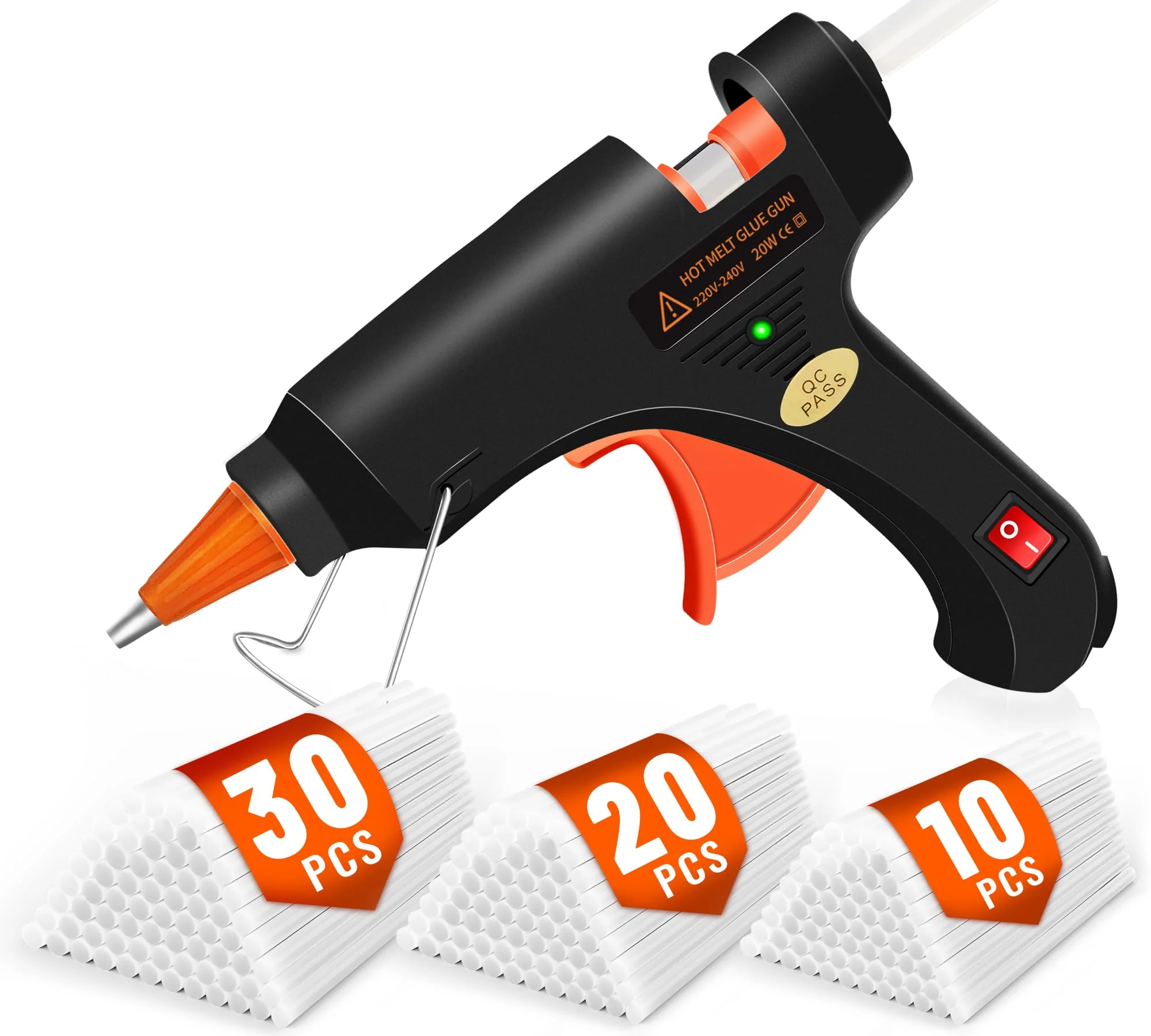 Crenova Feuerfest Heißklebepistole Klebepistole + 60 Mini Heißklebesticks Transparente Klebesticks für DIY Kleine Handwerk und schnelle Reparaturen in Haus & Büro, 20Watt Klebepistolen - Image 2