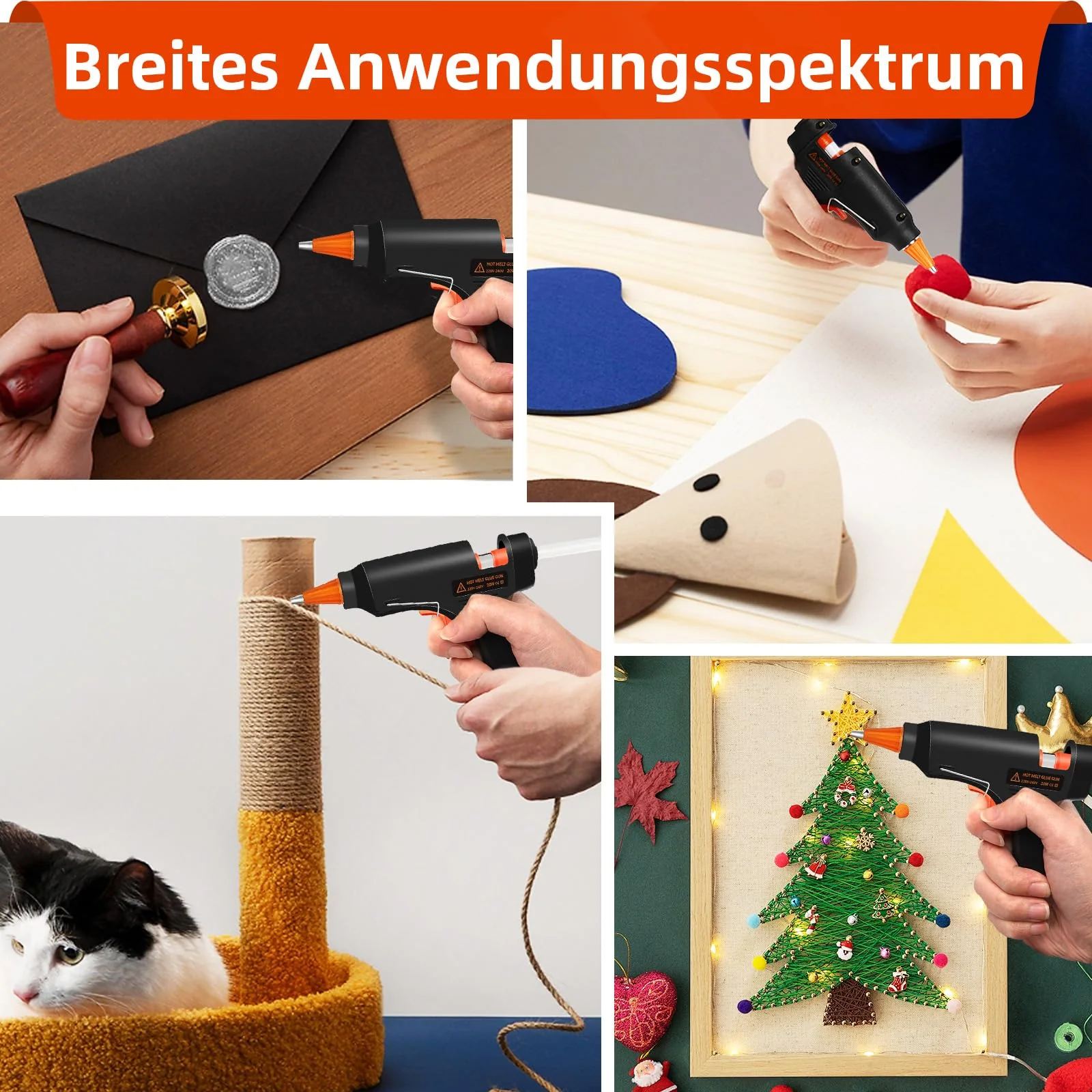 Crenova Feuerfest Heißklebepistole Klebepistole + 60 Mini Heißklebesticks Transparente Klebesticks für DIY Kleine Handwerk und schnelle Reparaturen in Haus & Büro, 20Watt Klebepistolen - Image 7