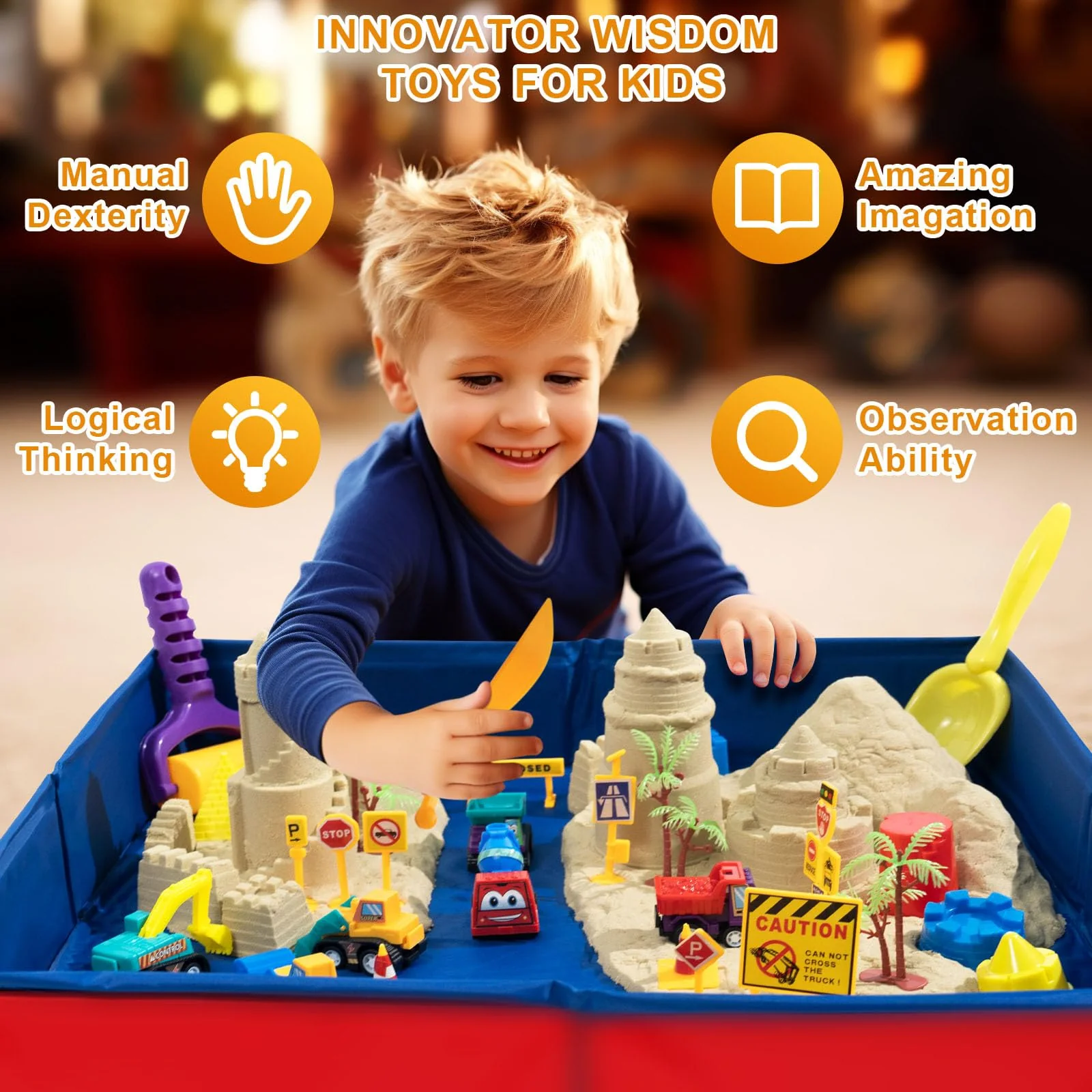CROSOFMI Magic Sand Für Kinder Set Spielsand Faltbarer Sandkasten für Jungen Mädchen 3 4 5 6 7+ Jahre Alt - Image 5