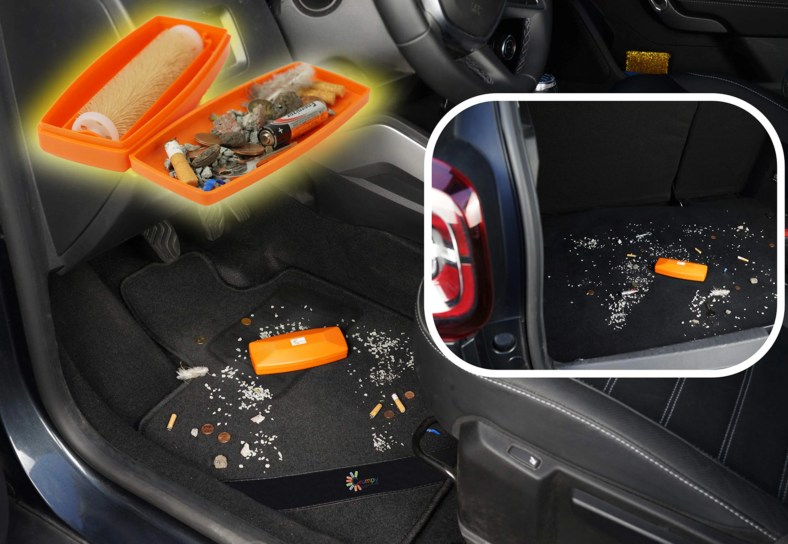 Crumpy Krümelbürste Tischroller Handstaubsauger für Auto Caravan Zuhause (Orange) - Image 6