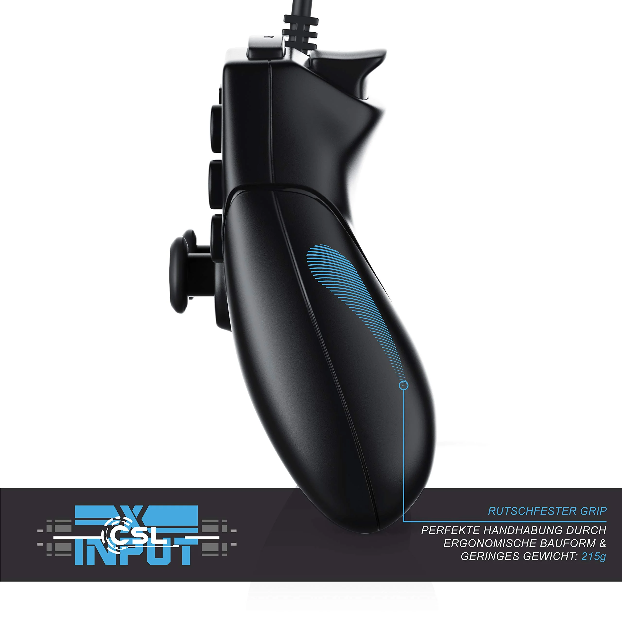 CSL - Gamepad für PC und Android - Dual Vibration - Plug and Play - Controller mit Direct-Input X-Input - schwarz - Image 6
