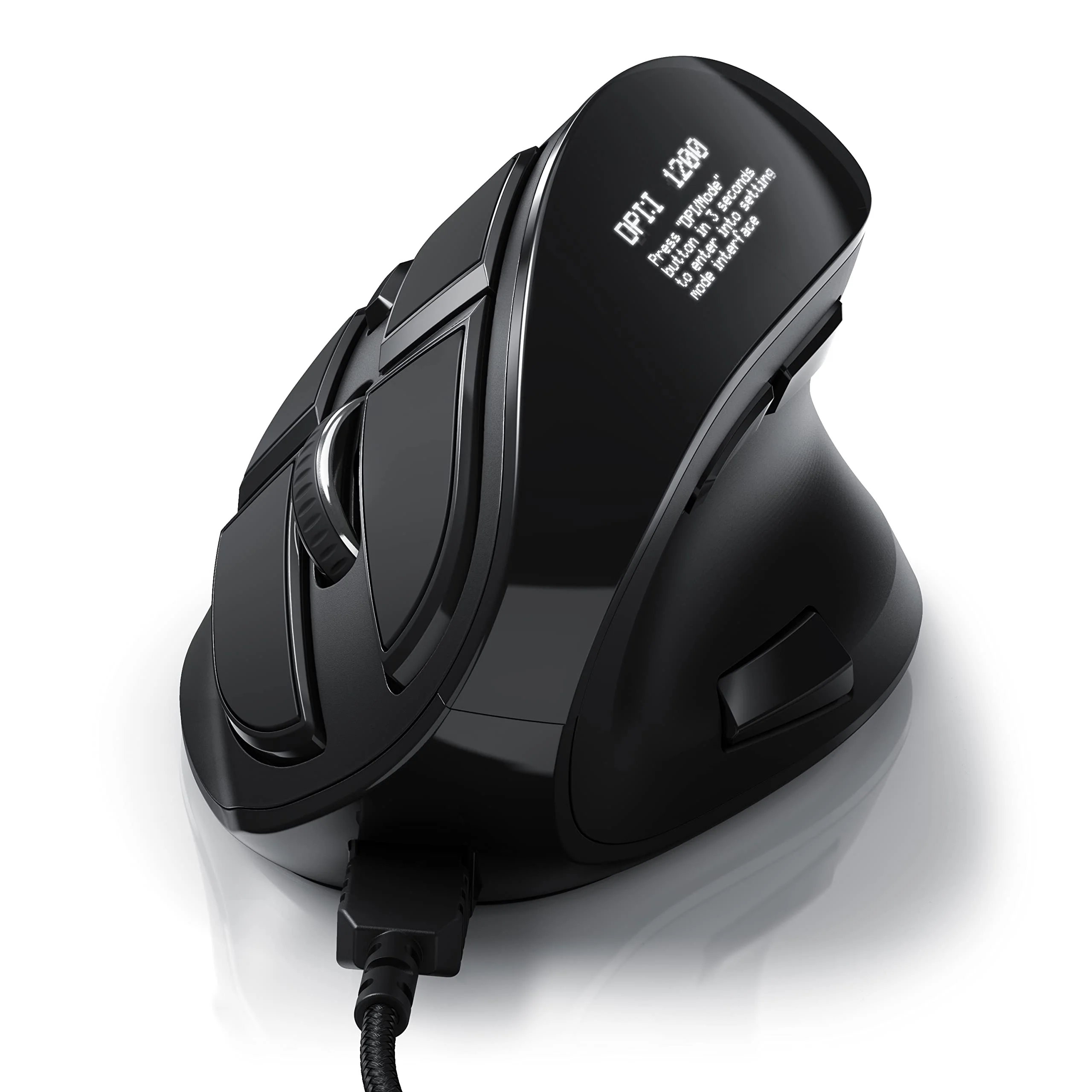 CSL - Gaming vertikale Maus mit OLED Display 2400 DPI - programmierbare Tasten - Office Mouse – mit Kabel - kabelgebunden - gegen Mausarm - mit Kailh Switche - Vertikalmaus ergonomisches Design - Image 4