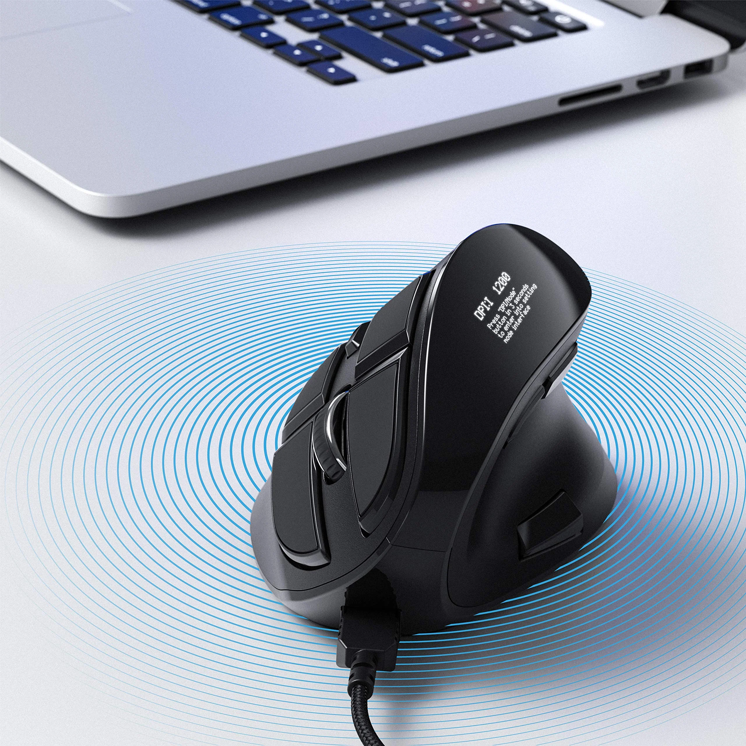 CSL - Gaming vertikale Maus mit OLED Display 2400 DPI - programmierbare Tasten - Office Mouse – mit Kabel - kabelgebunden - gegen Mausarm - mit Kailh Switche - Vertikalmaus ergonomisches Design - Image 6