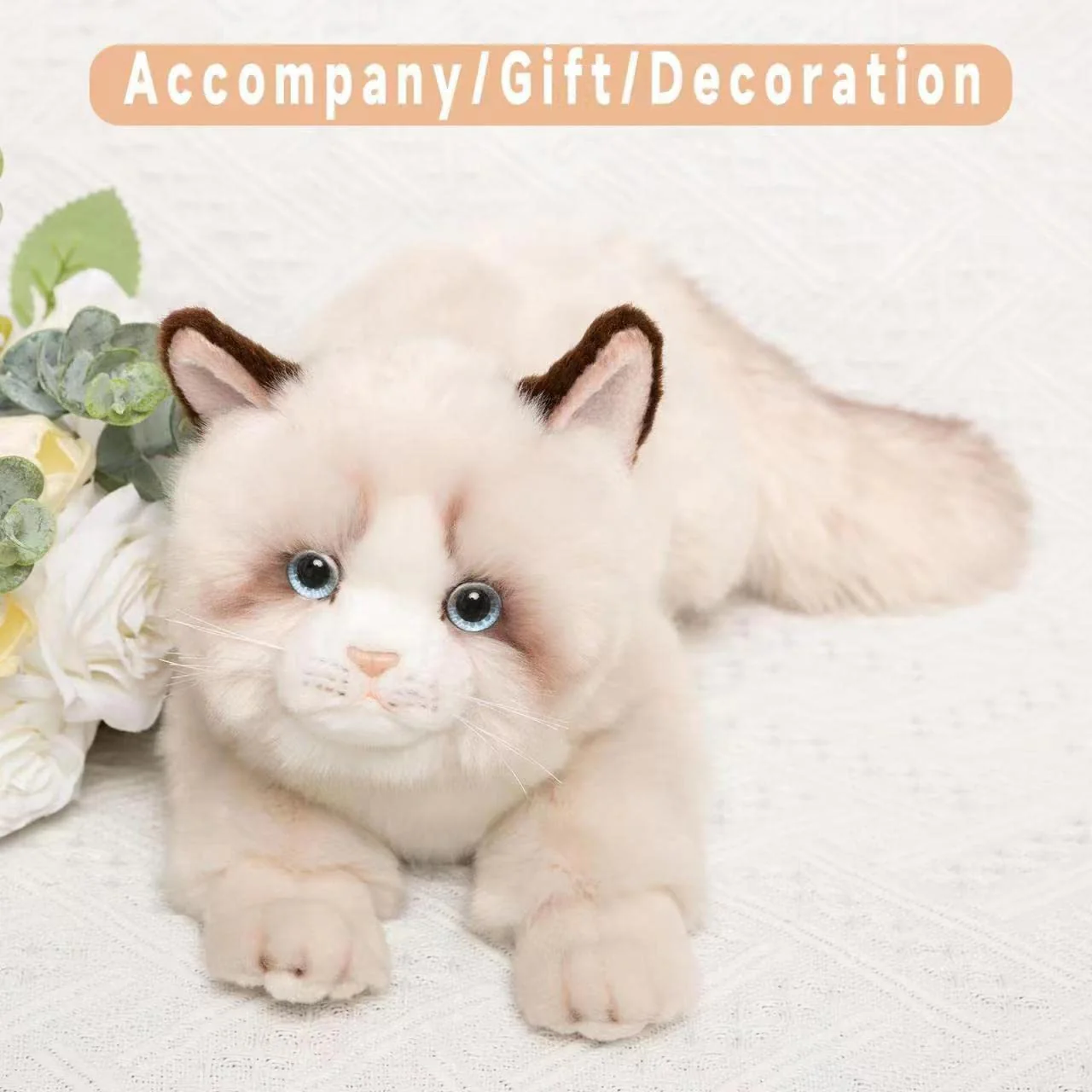 CU-MATE 50,8 cm Graue Ragdoll-Katze, Stofftier, Puppen, niedliches handgefertigtes Plüschtier, Ann Baker, Katze, Geburtstagsgeschenk für Jungen und Mädchen - Image 3