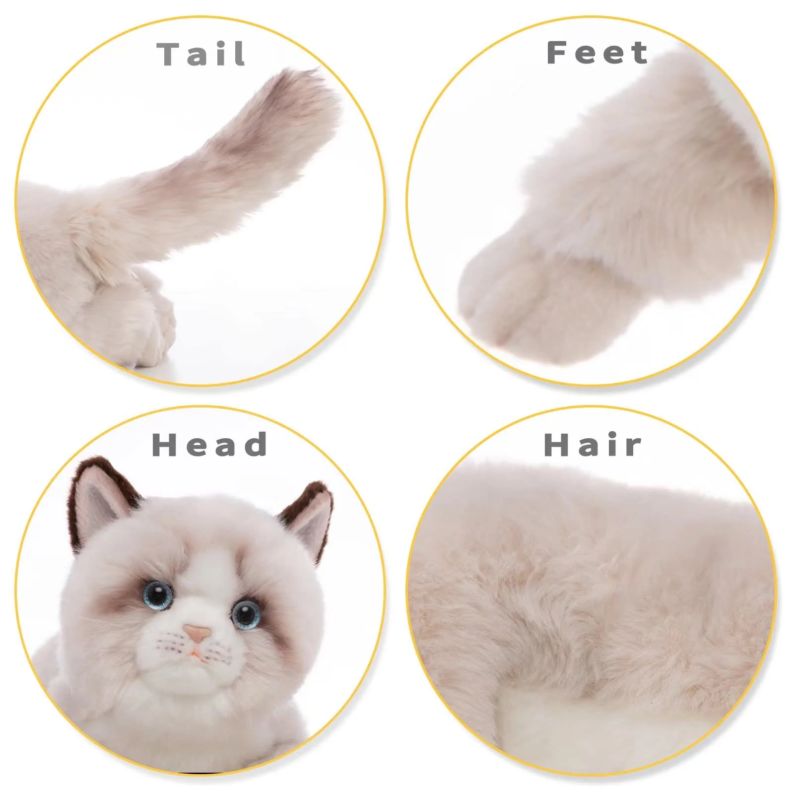 CU-MATE 50,8 cm Graue Ragdoll-Katze, Stofftier, Puppen, niedliches handgefertigtes Plüschtier, Ann Baker, Katze, Geburtstagsgeschenk für Jungen und Mädchen - Image 4