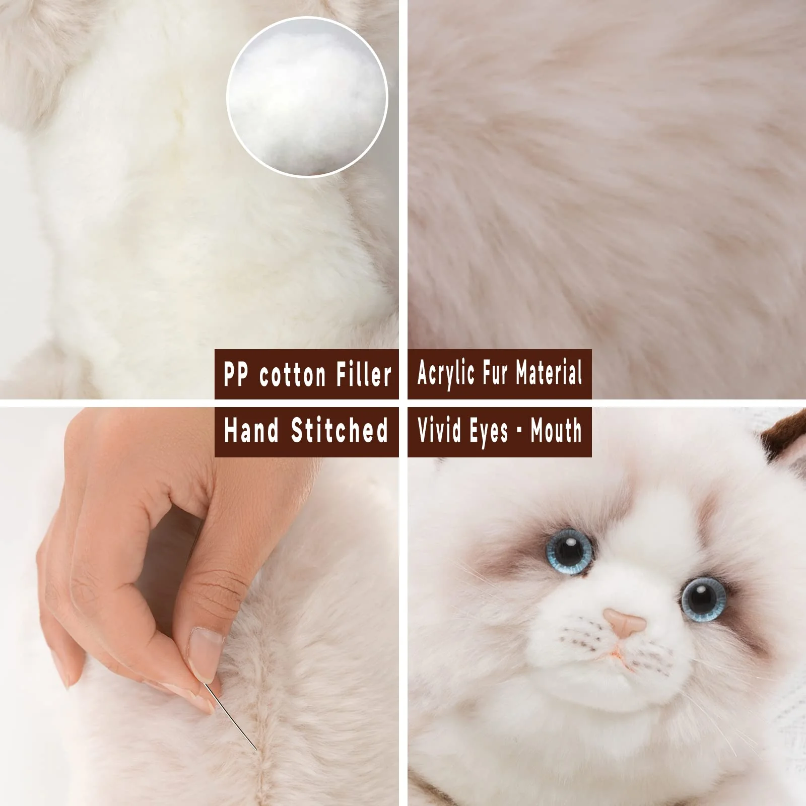 CU-MATE 50,8 cm Graue Ragdoll-Katze, Stofftier, Puppen, niedliches handgefertigtes Plüschtier, Ann Baker, Katze, Geburtstagsgeschenk für Jungen und Mädchen - Image 6