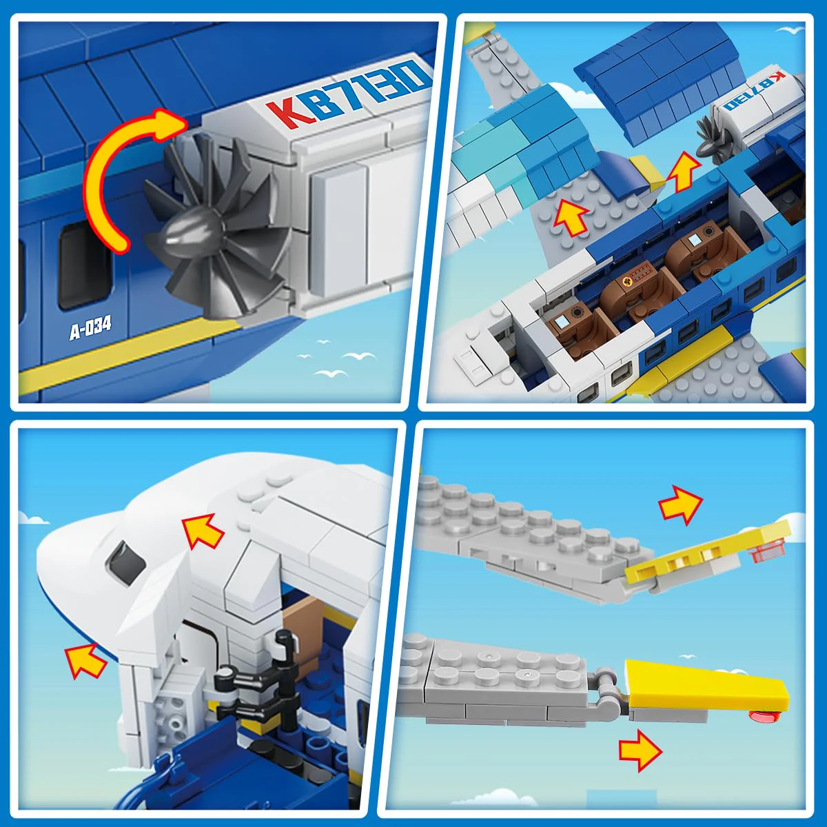 CUBIMANA City Passagierflugzeug Baukasten Set, 3 IN 1 Flugzeug Baukasten mit Terminal, Radarturm, Gepäckwagen Flugzeuge Modell Bausteine Spielzeug Geschenk für Jungen Mädchen Kinder 6 7 8 9+ Jahre alt - Image 7