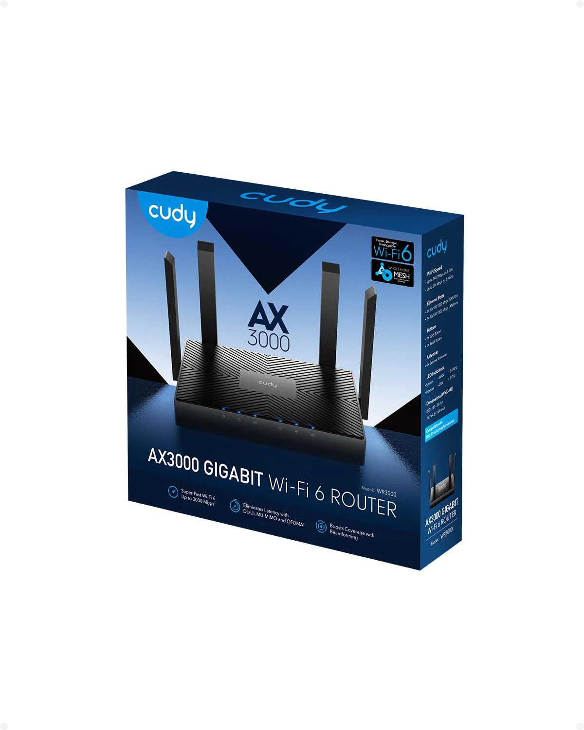 Cudy WR3000 AX3000 Dual Band Wi-Fi 6 Maschen-Router, 160MHz, Mu-Mimo, Ofdma, WireGuard, OpenVPN, Wpa3 - Image 8