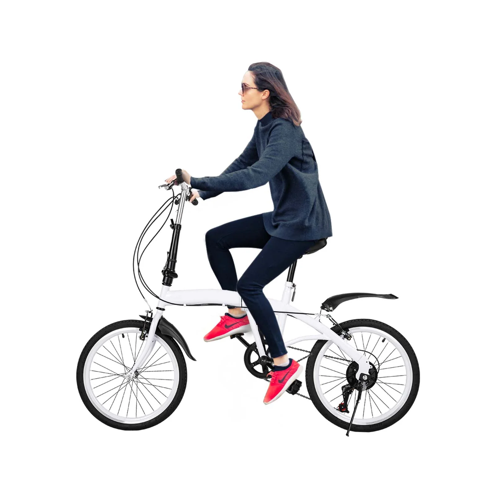 CUMELLIIR 20 Zoll Fahrrad Klappbar, Klapprad Erwachsene Leicht 6-Gang Höhenverstellbar, Klappfahrrad Erwachsene für Draußen Radfahren Pendeln, Weiß