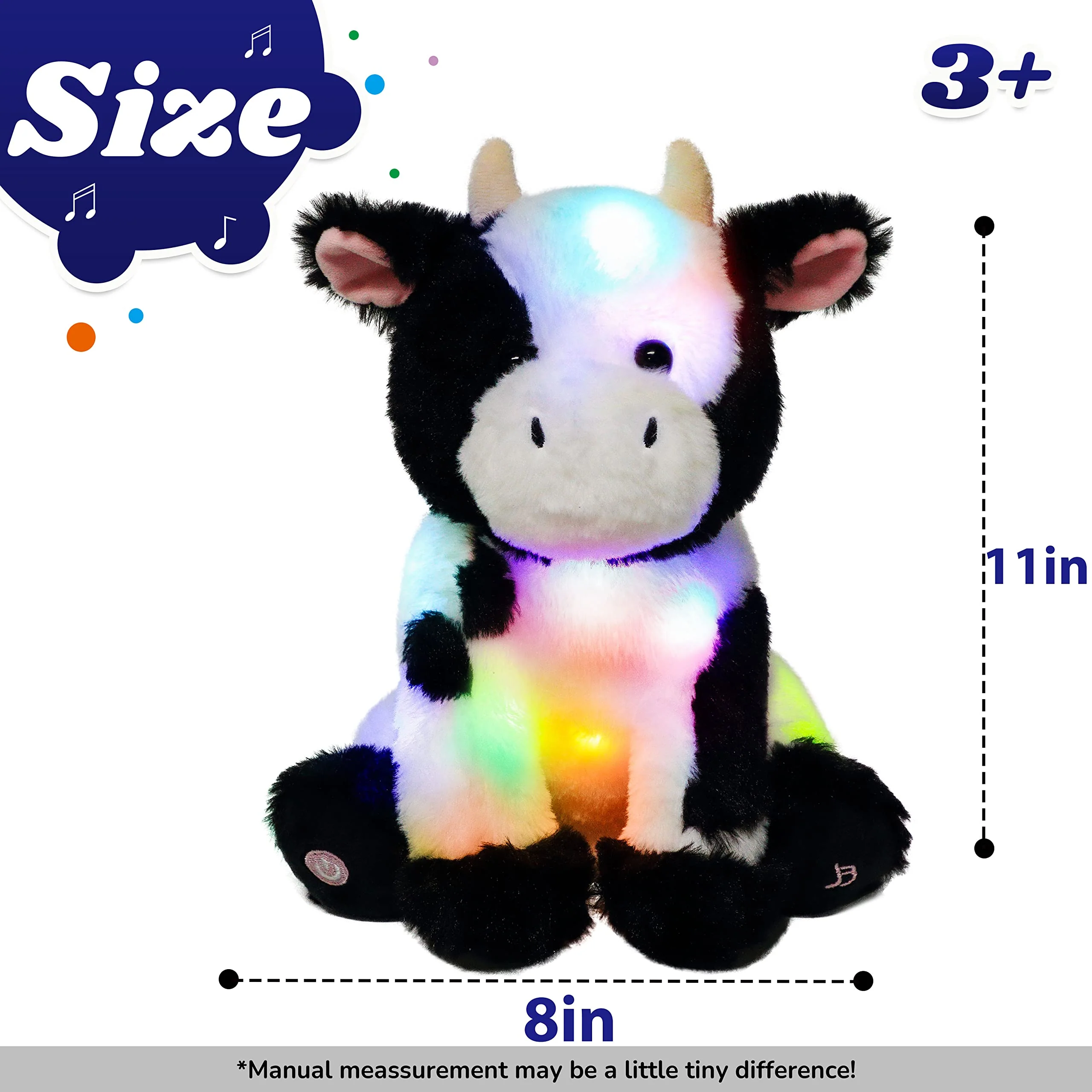 Cuteoy Kuh LED Musikalische Plüschtier Licht nach Oben Singen Plüsch Einstellbare Lautstärke Lullaby Plüschies Geburtstag Weihnachten Spielzeug Geschenke für Kinder Kleinkind Mädchen, 13“ - Image 6