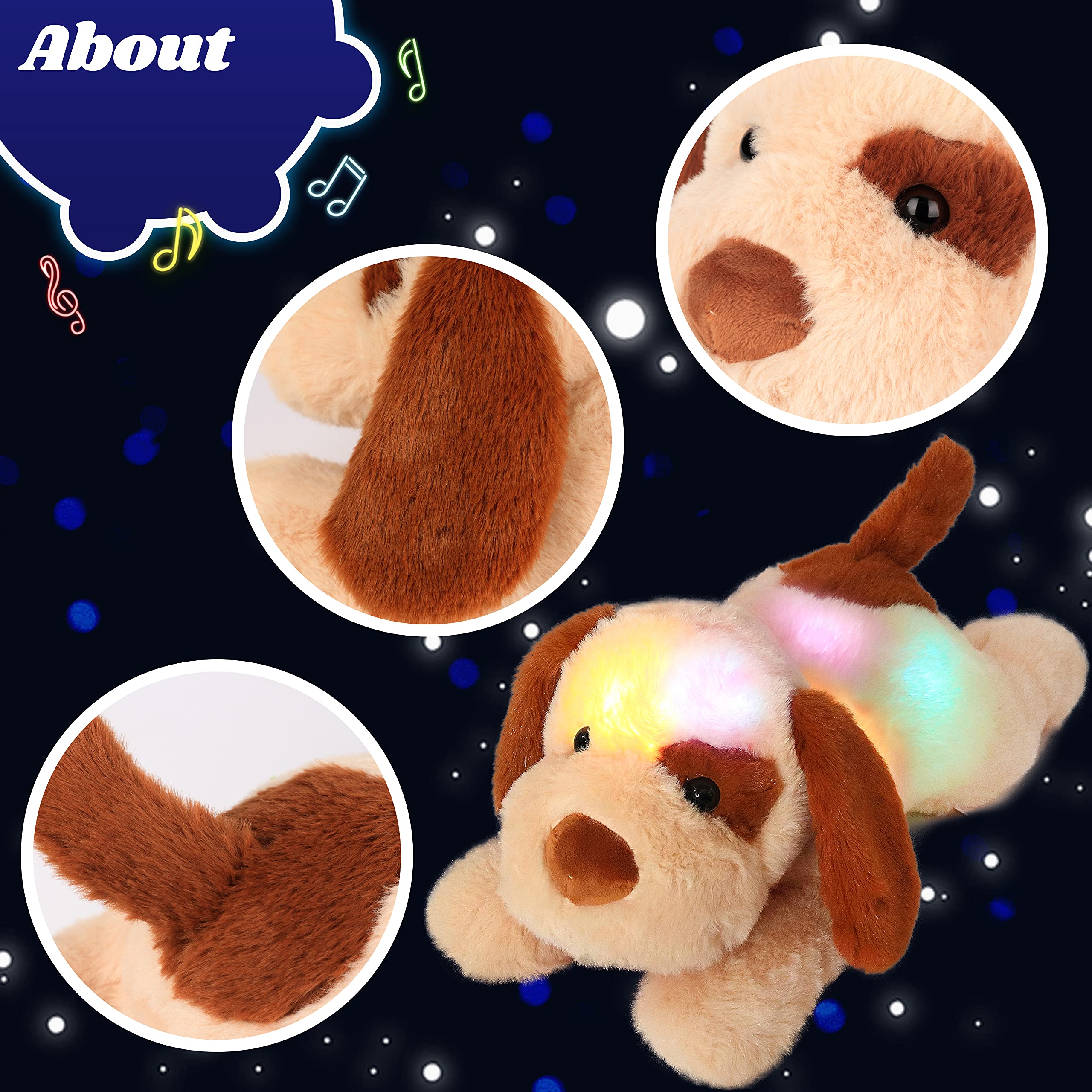 Cuteoy Musical Plüsch Hund Plüschtier Soft Glowing LED Light-up Nachtlicht Spielzeug Singing Lullabies Geburtstag Weihnachten Plüschtiere Geschenke für Kinder - Image 6