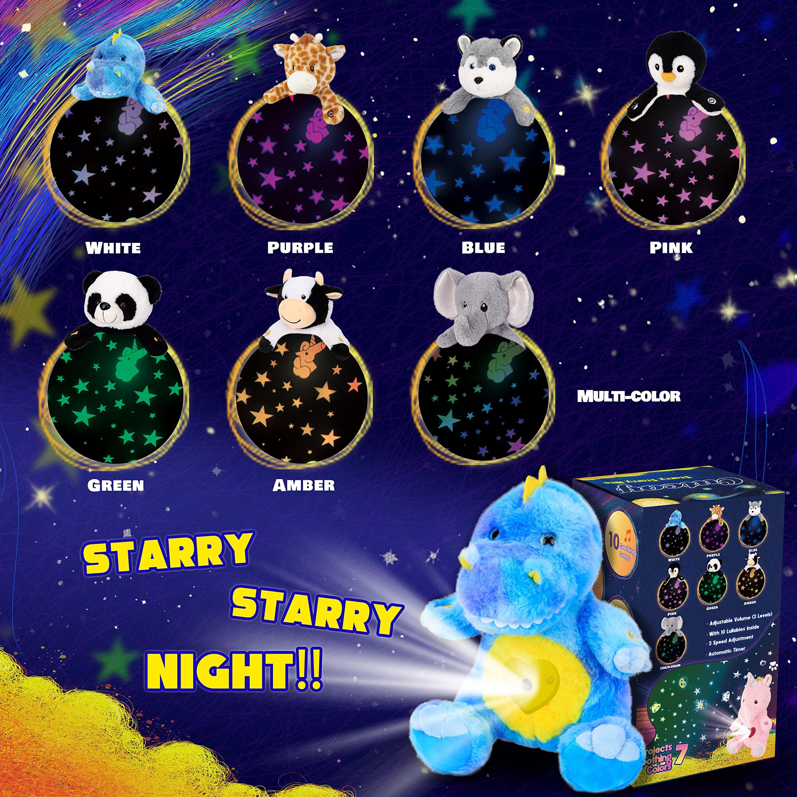 Cuteoy Plüsch Dinosaurier Stern Projektor Musikalisch Einstellbar Singend Nachtlicht Gefüllte Tiere Leuchtende Kawaii Plüschtiere Spielzeug Geschenke für Kinder - Image 4