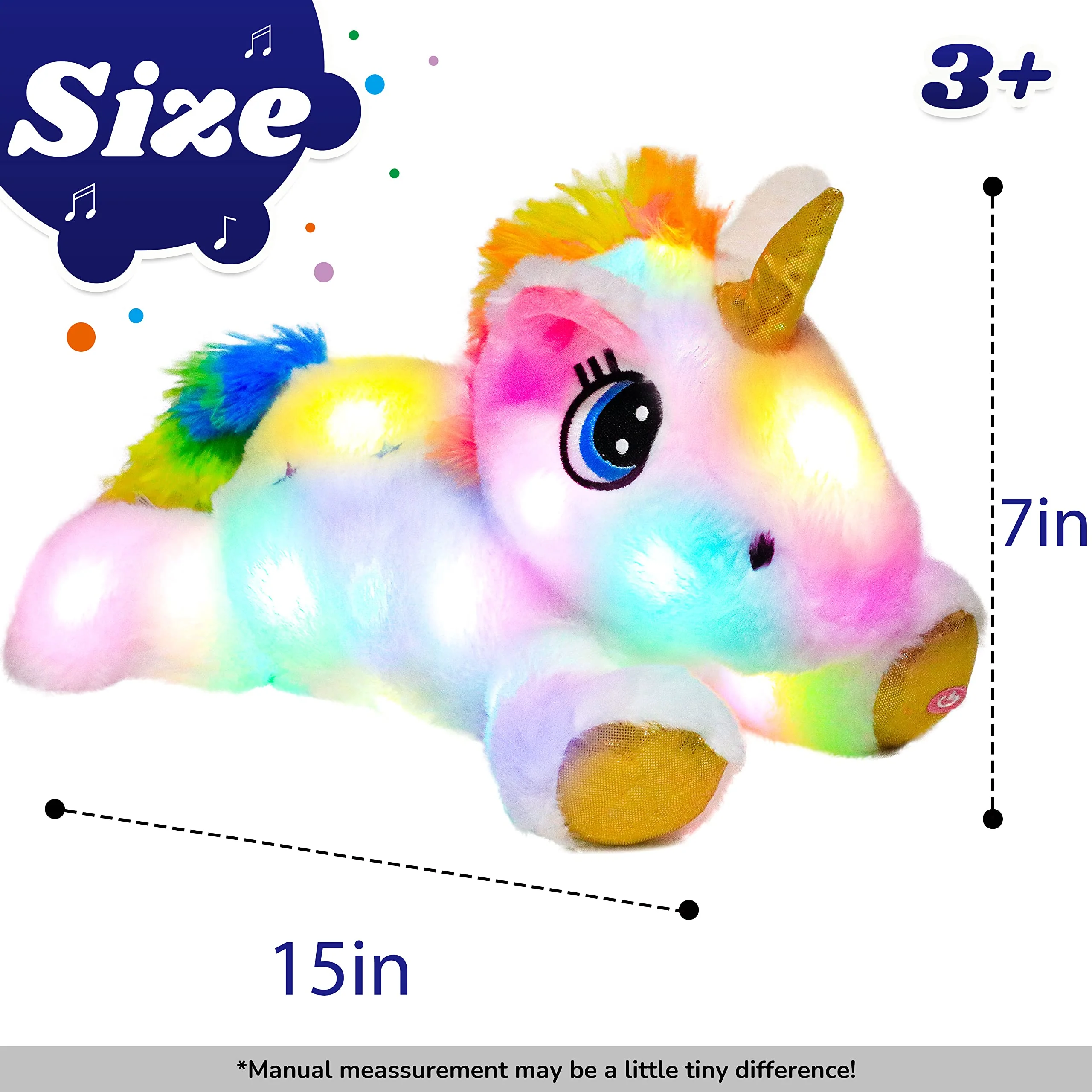 Cuteoy Weißes Einhorn LED Plüschtier Light up Plüsch Geburtstag Weihnachten Plüschtiere Spielzeug Geschenke für Kinder Kleinkind Mädchen, 15“ - Image 5