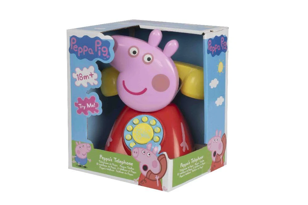 CYPBRANDS Peppa Pig Peppa Pig Spielzeug-Telefon für Kinder, offizielles Peppa Big, Rosa und Rot, Batterien enthalten