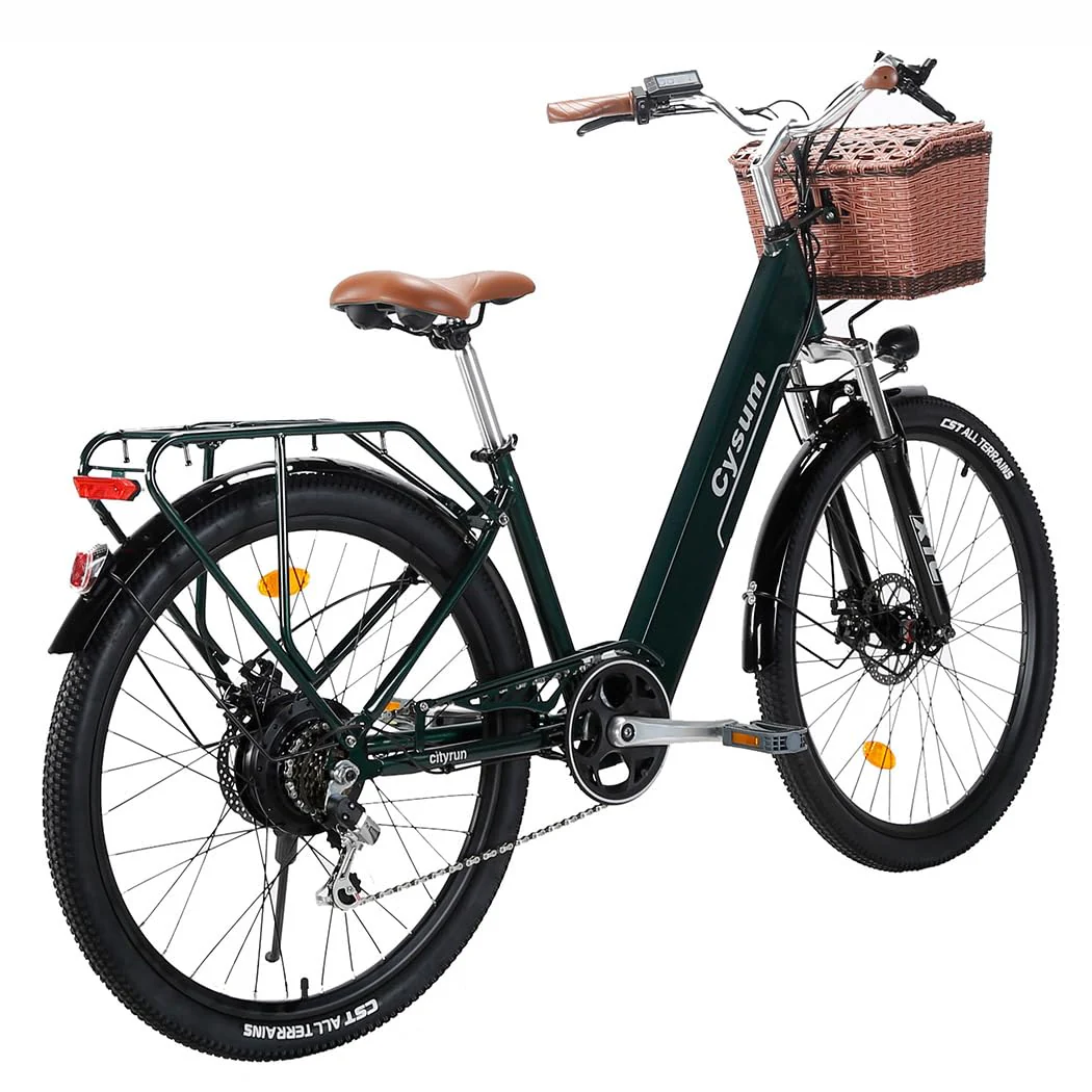 cysum Cityrun E-Bike für Damen, 26 Zoll (66 cm), E-Bike, E-Bike, E-Bike, Stadt-E-Bike für Erwachsene, Motor 250 W, 25 km/h, Lithium-Akku 36 V, 360 WH, Reichweite 80 km (grün001) - Image 5