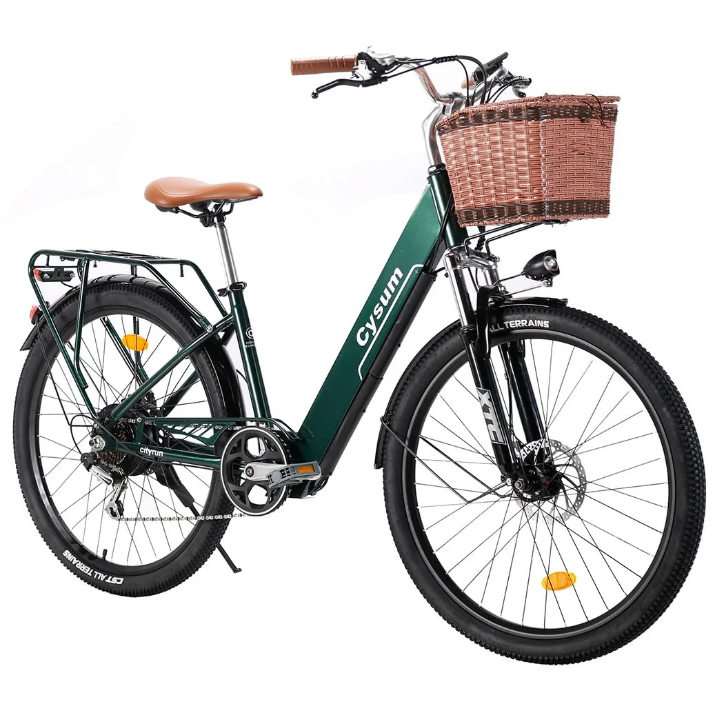 cysum Cityrun E-Bike für Damen, 26 Zoll (66 cm), E-Bike, E-Bike, E-Bike, Stadt-E-Bike für Erwachsene, Motor 250 W, 25 km/h, Lithium-Akku 36 V, 360 WH, Reichweite 80 km (grün001) - Image 6