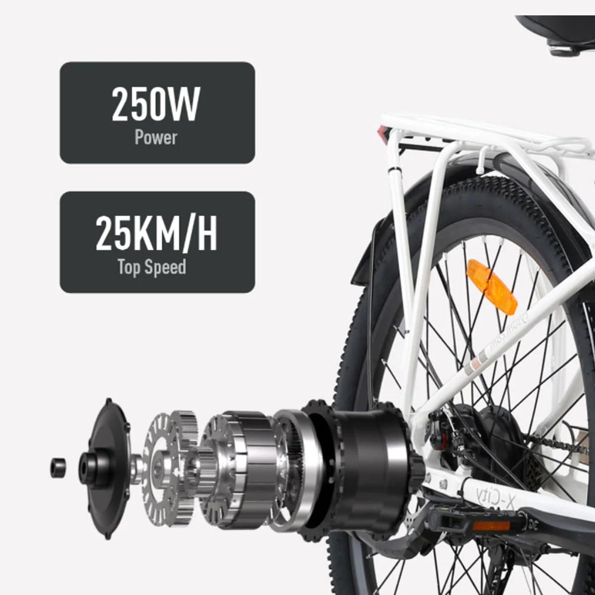 cysum X-City 26 Zoll Elektrofahrrad für Erwachsene, City E-Bike für Damen, abnehmbarer 48 V 10,4 Ah Akku, 25 km/h 80 km Reichweite, Urban Commuter E-Bike (Violett) - Image 6