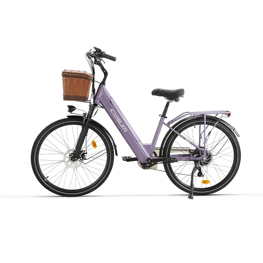 cysum X-City 26 Zoll Elektrofahrrad für Erwachsene, City E-Bike für Damen, abnehmbarer 48 V 10,4 Ah Akku, 25 km/h 80 km Reichweite, Urban Commuter E-Bike (Violett) - Image 7