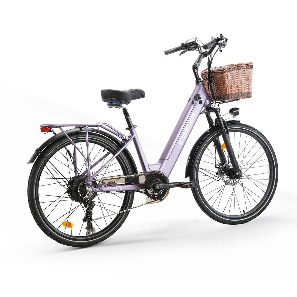 cysum X-City 26 Zoll Elektrofahrrad für Erwachsene, City E-Bike für Damen, abnehmbarer 48 V 10,4 Ah Akku, 25 km/h 80 km Reichweite, Urban Commuter E-Bike (Violett) - Image 8