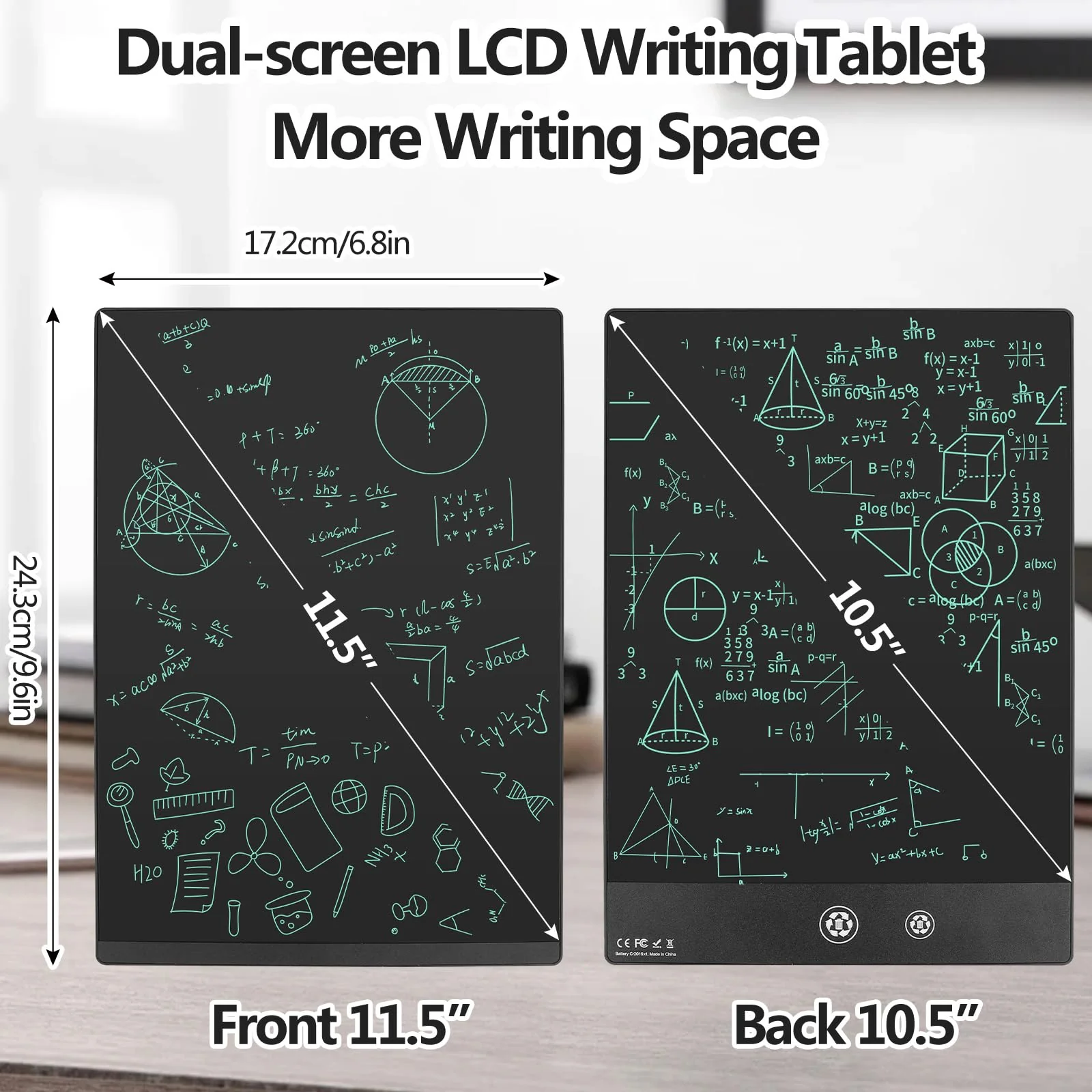Czemo LCD-schreibtafel Erwachsene, Dual-Screen LCD-Schreibtafeln mit 2X Schreibfläche 11,5 Zoll +10,5 Zoll, HD Einfarbig 0.5mm Schreiblinie, LCD Schreibtablett für Büro, Memo, Notizbuch, Agenda - Image 6