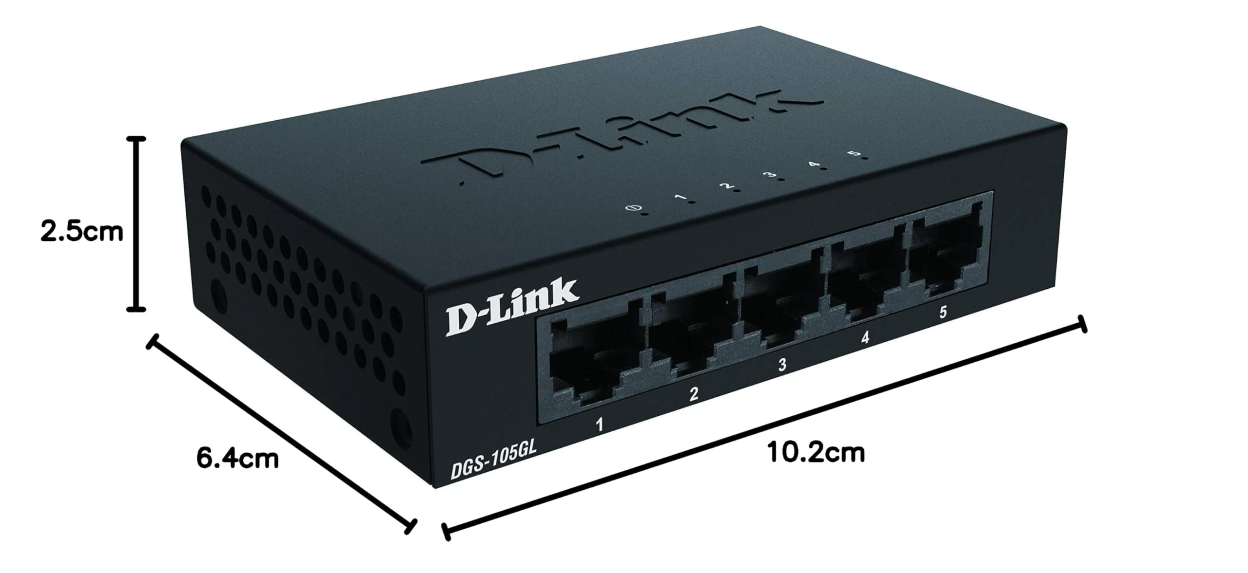 D-Link DGS-105GL 5-Port Unmanaged Gigabit Switch (ohne Lüfter, Metallgehäuse, Desktop, Plug-and-Play, QoS, 802.3az EEE), Black - Image 5