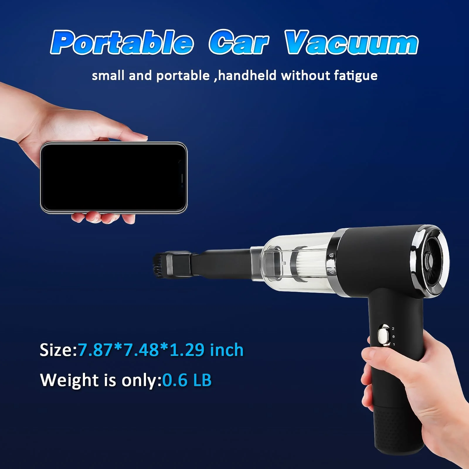D-Lumina Handstaubsauger,15000PA kabelloser Handstaubsauger Akku mit USB-C Schnellladung,Auto Staubsauger Stark Waschbar mit HEPA-Filter,Hand Vacuum Cleaner für Auto/Haus/Haustiere - Image 5