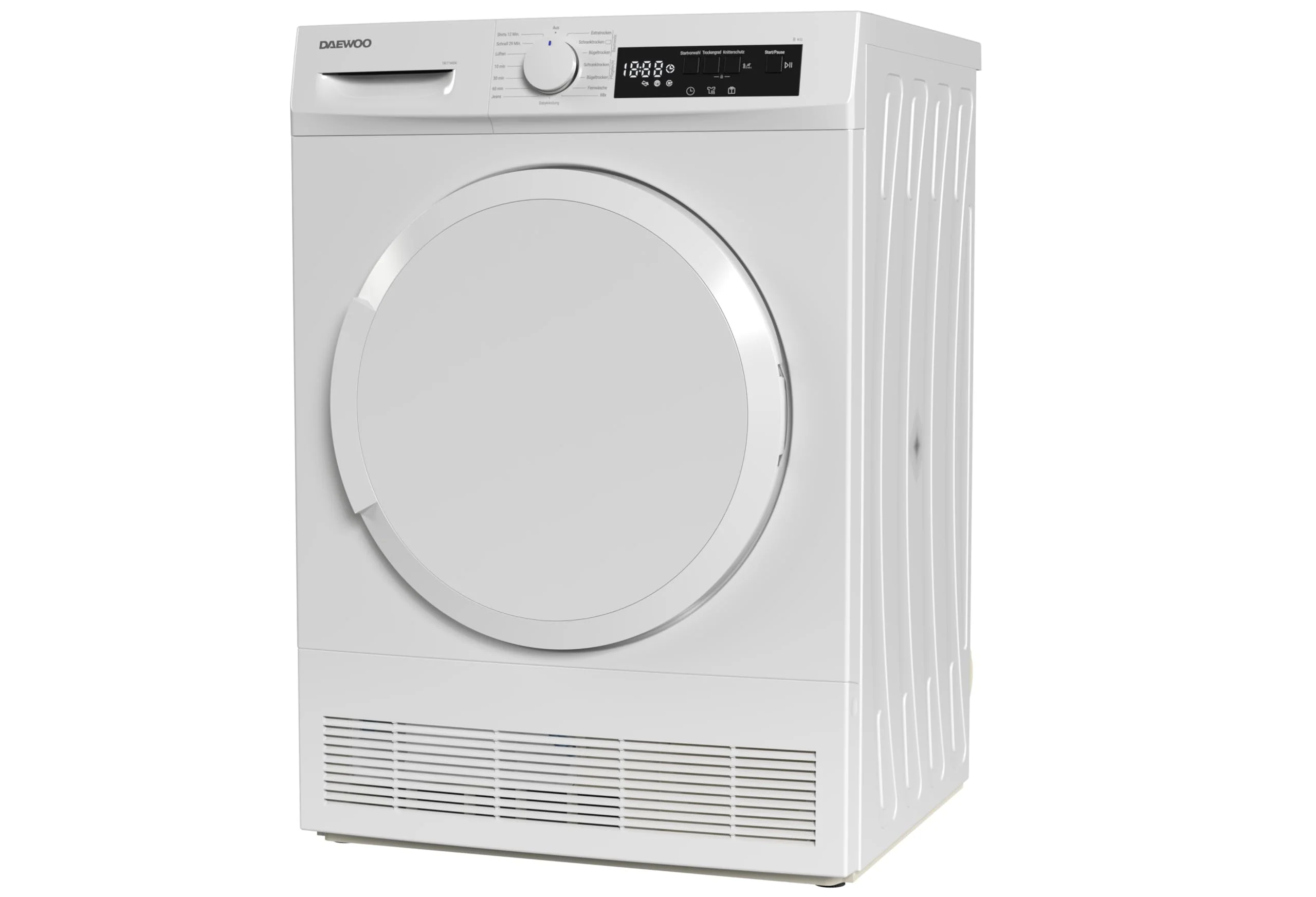 Daewoo T8CT1W0DE Kondenstrockner Frontlader, B, 8 kg, 15 Programme mit 12 Min.-Kurzprogramm, Startzeitvorwahl, LED-Trommelbeleuchtung, Weiß - Image 2