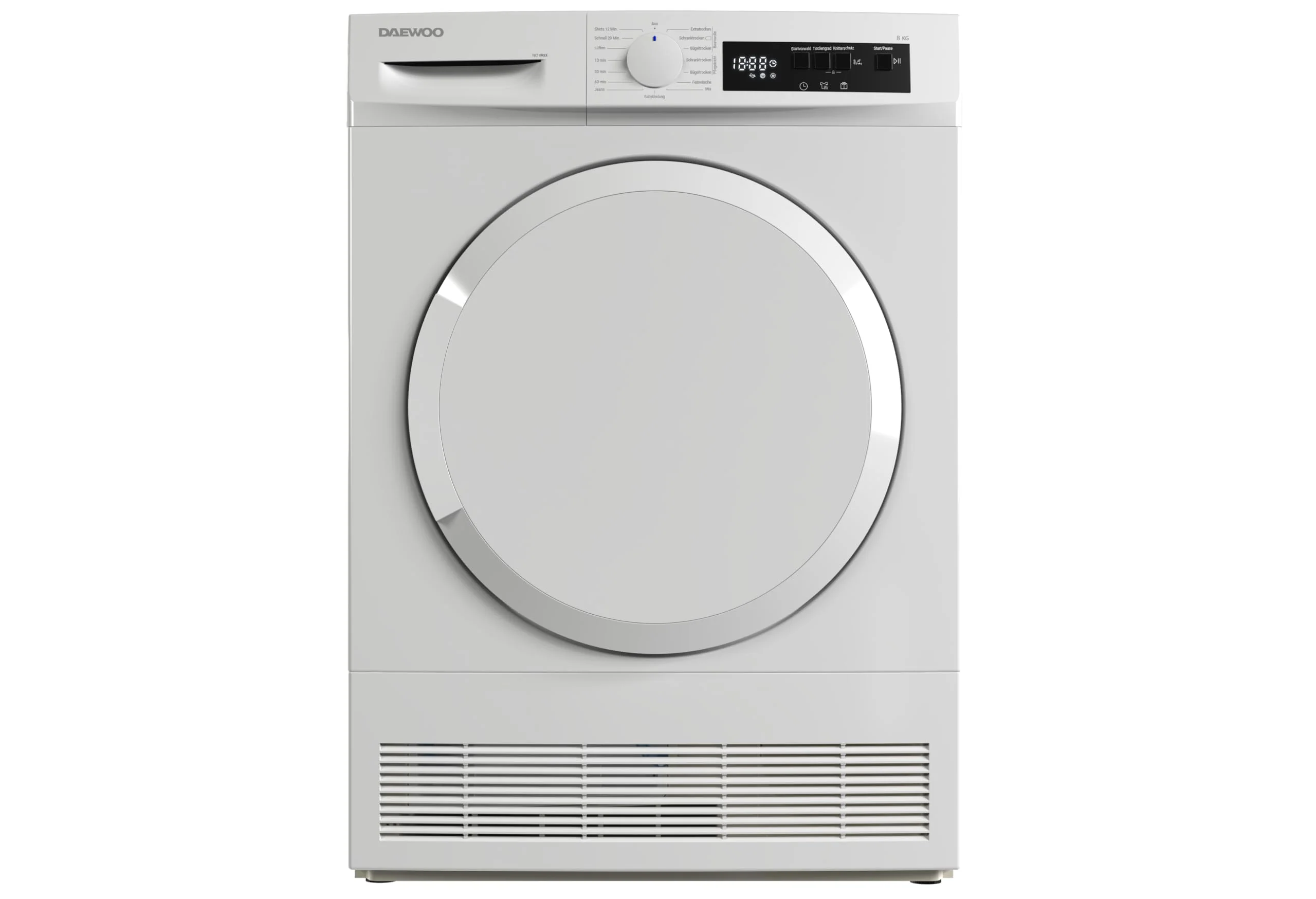 Daewoo T8CT1W0DE Kondenstrockner Frontlader, B, 8 kg, 15 Programme mit 12 Min.-Kurzprogramm, Startzeitvorwahl, LED-Trommelbeleuchtung, Weiß - Image 3