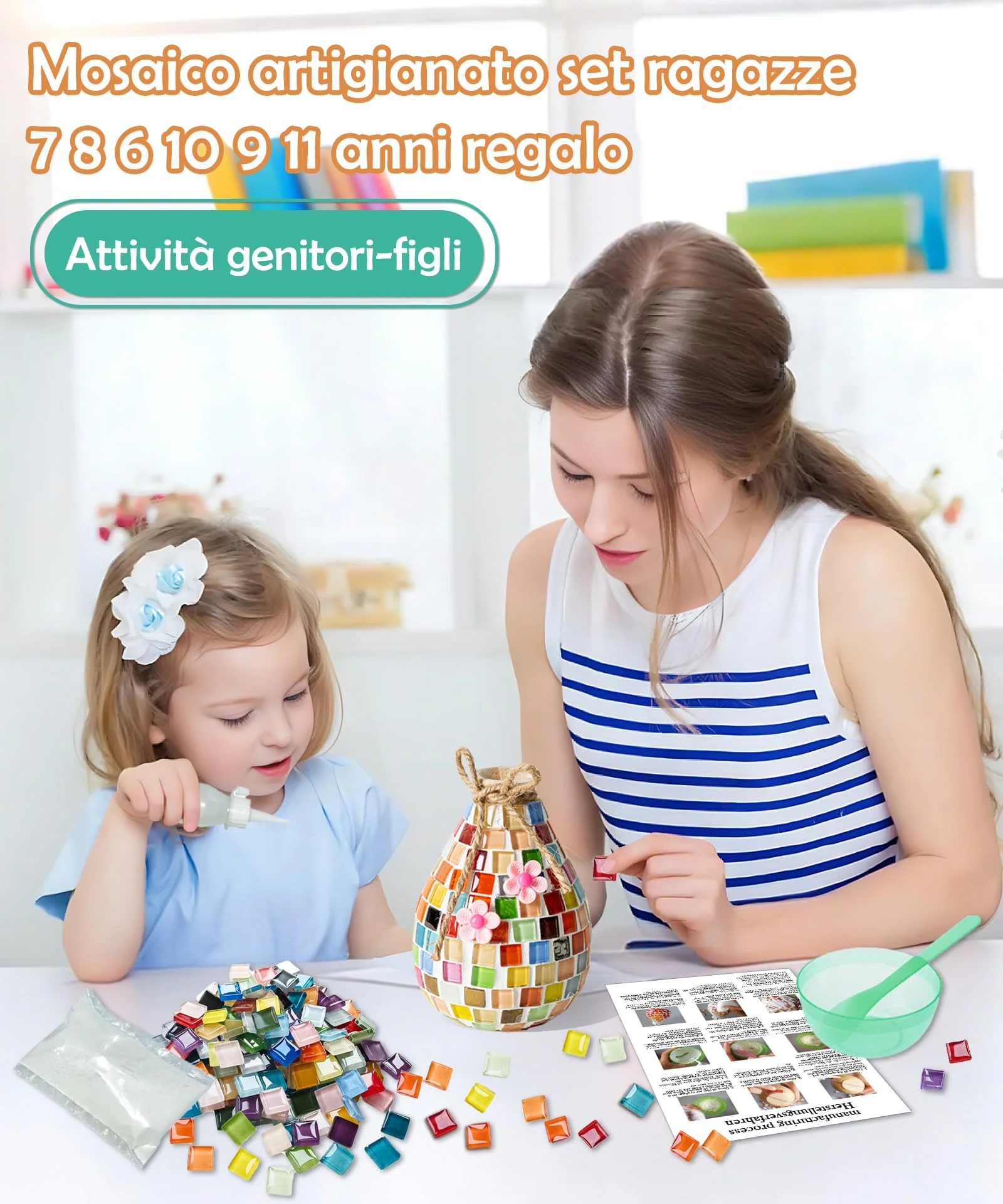 Daity Mosaik bastelset Kinder 7 8 6 10 9 11 Jahre Geschenk Mädchen 6-12 Jahre Mosaik Bastelset Erwachsene Geburtstagsgeschenke für Mädchen 6-12 Jahre Basteln Kleine Mosaikvase für kinder Erwachsene - Image 2
