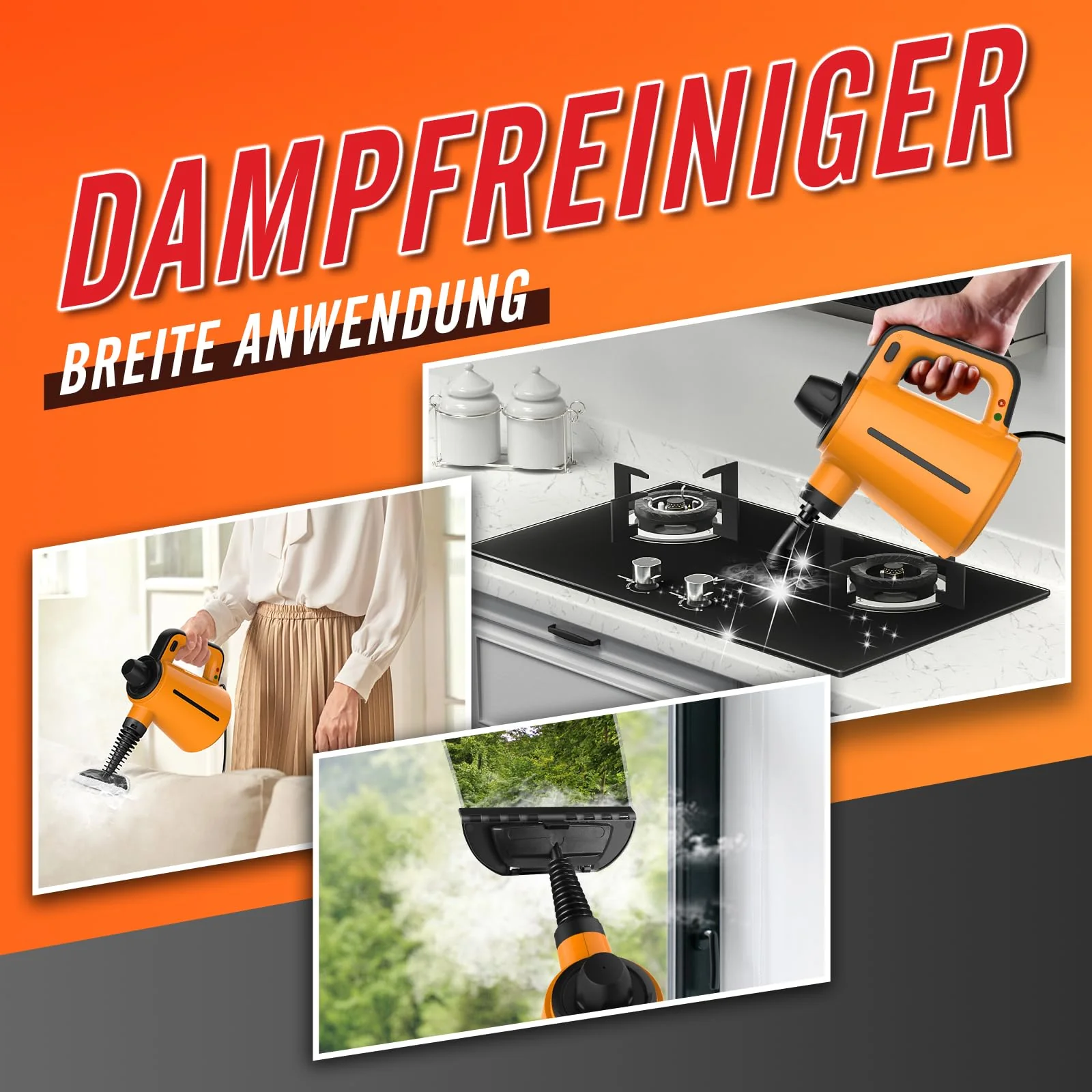 Dampfreiniger, Dampfreiniger mit 10 Zubehörteilen, 1050W Dampfreiniger Handgerät für Alle Schwer Zugänglichen Stellen wie Waschbecken, Toiletten, Multifunktionaler Haushalts Dampfreiniger Boden - Image 3