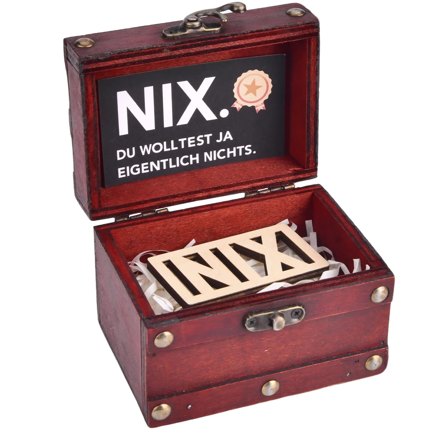 Dandin Nichts Geschenk für Alle Die Nichts Wollen, Lustige NIX Geschenk, Nix Geschenk zum Geburtstag, Geschenke für alle die Nichts wollen, Schatzkiste, Geburtstagsgeschenk für Männer Frauen