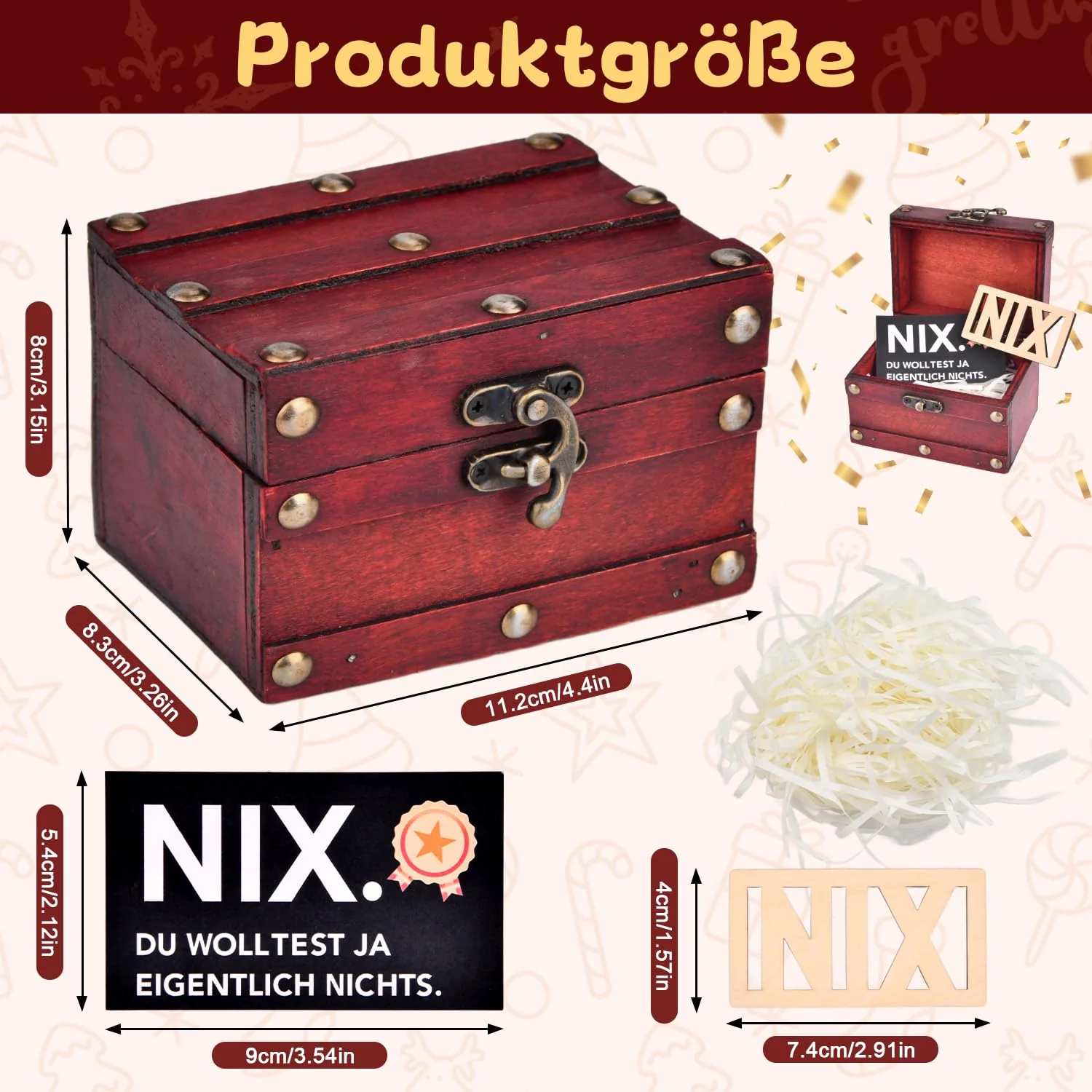 Dandin Nichts Geschenk für Alle Die Nichts Wollen, Lustige NIX Geschenk, Nix Geschenk zum Geburtstag, Geschenke für alle die Nichts wollen, Schatzkiste, Geburtstagsgeschenk für Männer Frauen - Image 2