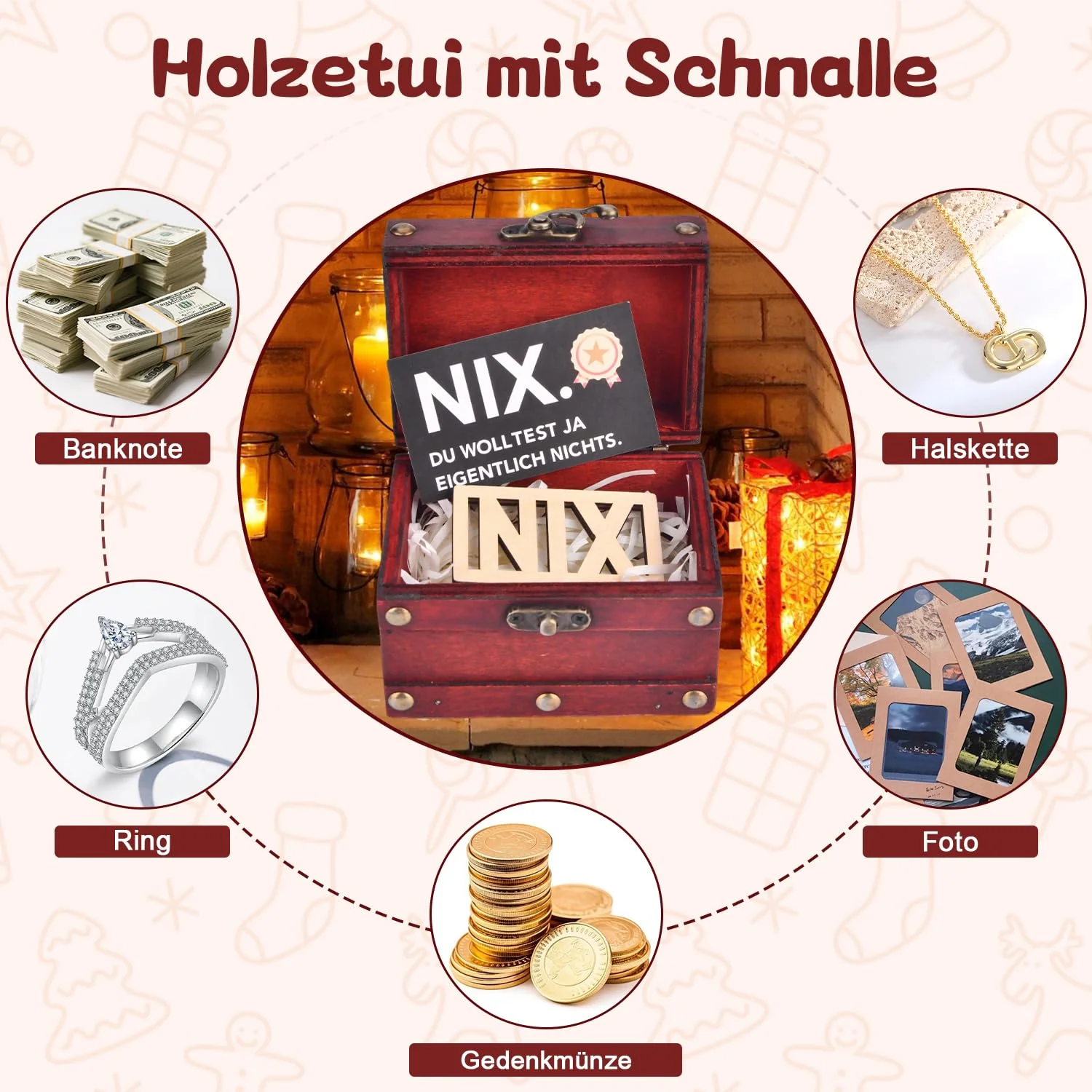Dandin Nichts Geschenk für Alle Die Nichts Wollen, Lustige NIX Geschenk, Nix Geschenk zum Geburtstag, Geschenke für alle die Nichts wollen, Schatzkiste, Geburtstagsgeschenk für Männer Frauen - Image 6