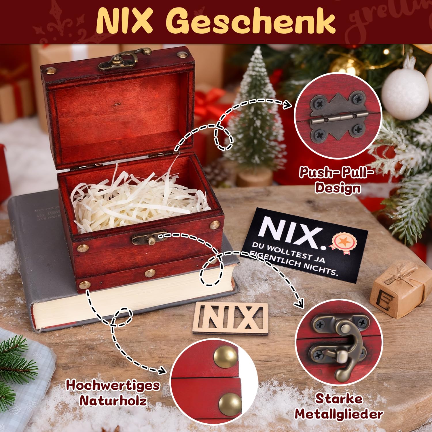Dandin Nichts Geschenk für Alle Die Nichts Wollen, Lustige NIX Geschenk, Nix Geschenk zum Geburtstag, Geschenke für alle die Nichts wollen, Schatzkiste, Geburtstagsgeschenk für Männer Frauen - Image 7