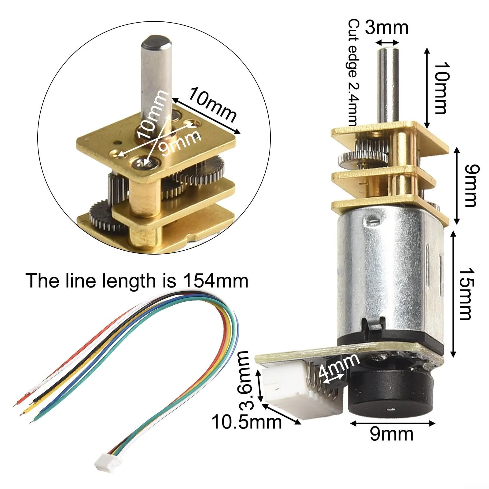 DC 6V Metall Getriebemotor mit Encoder für GA12 für N20, für RC Hobbys und kleine Roboteranwendungen (150 U/min) - Image 9